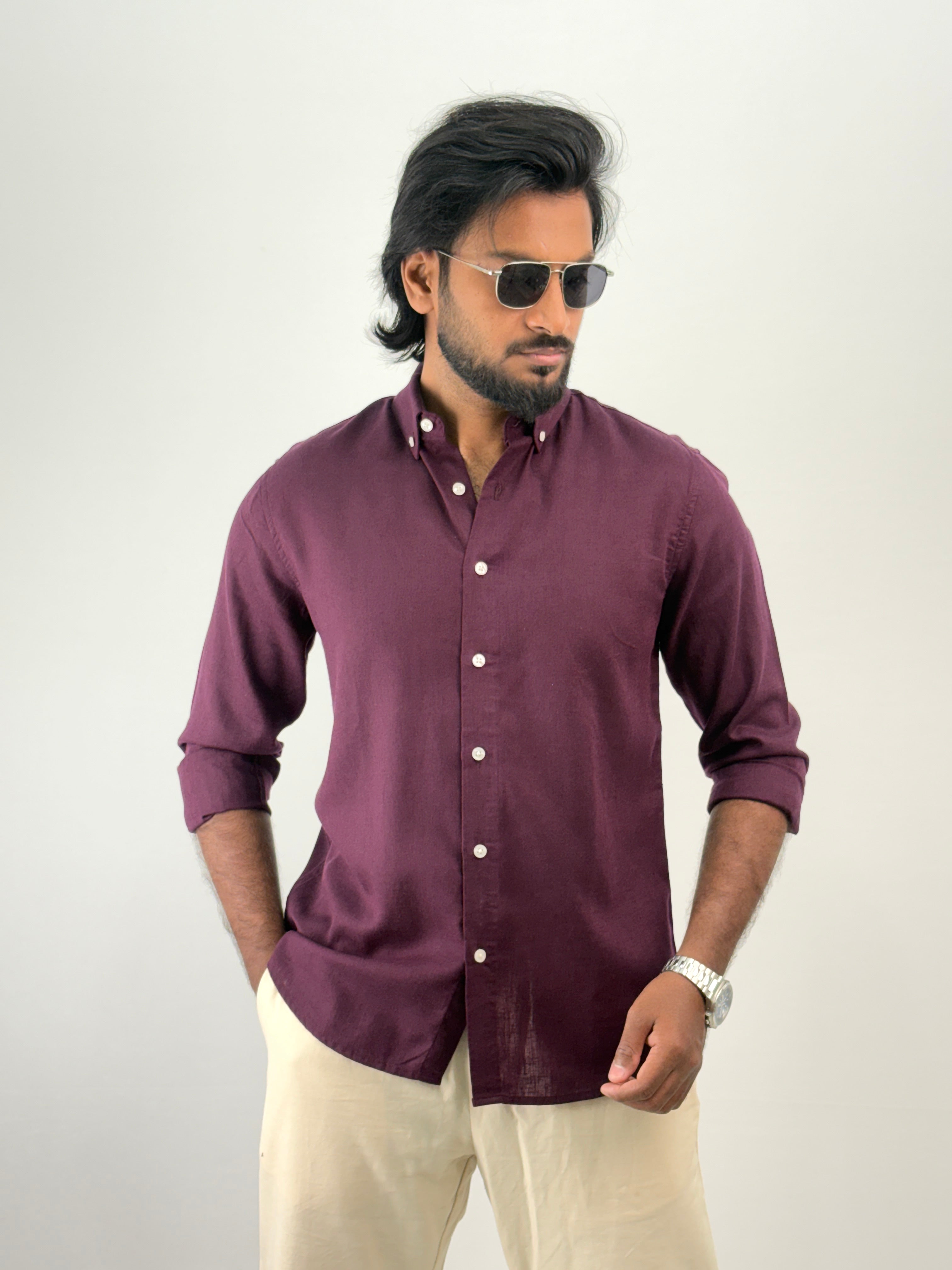 Wine Linen Shirt