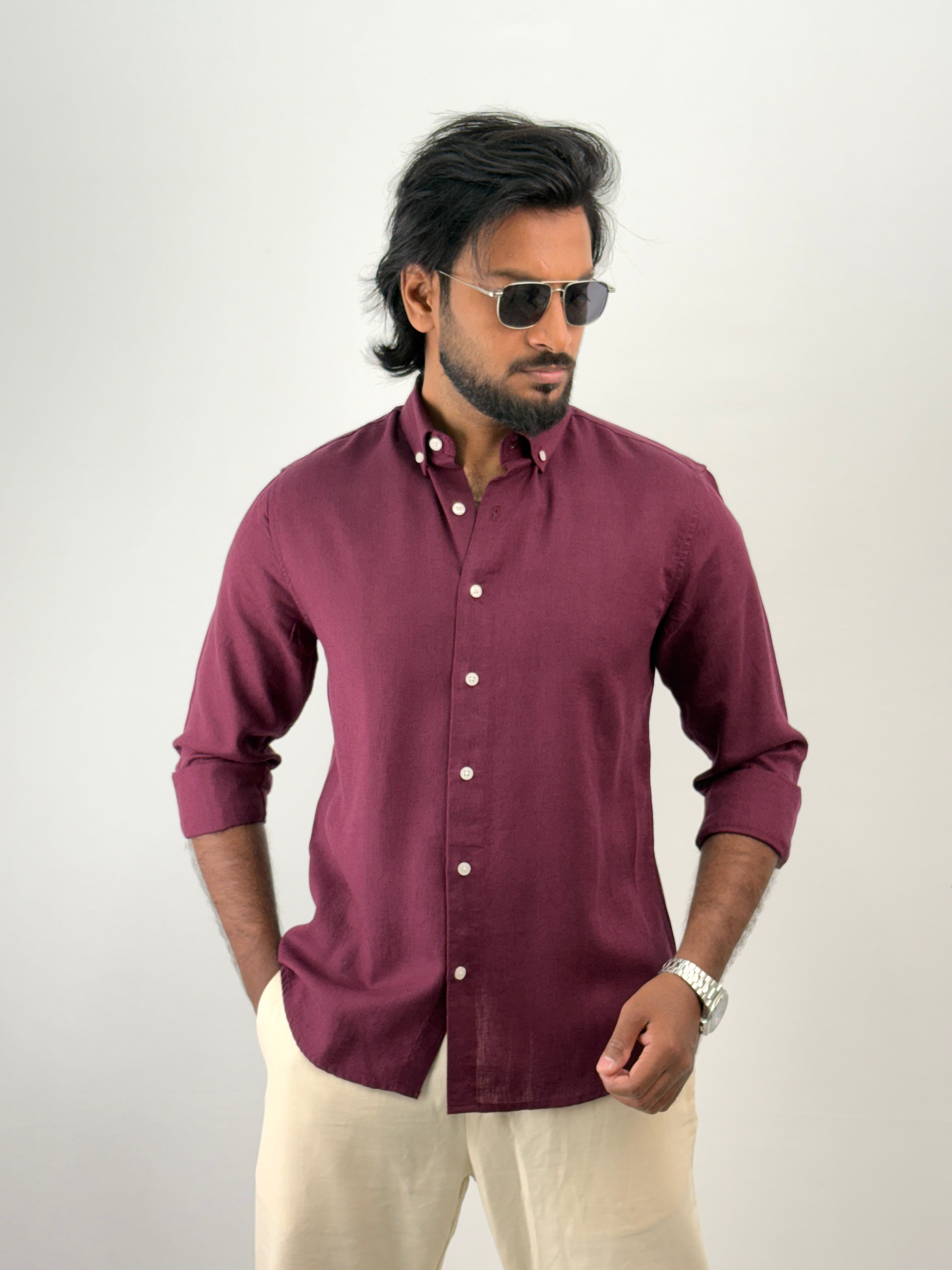 Maroon Linen Shirt