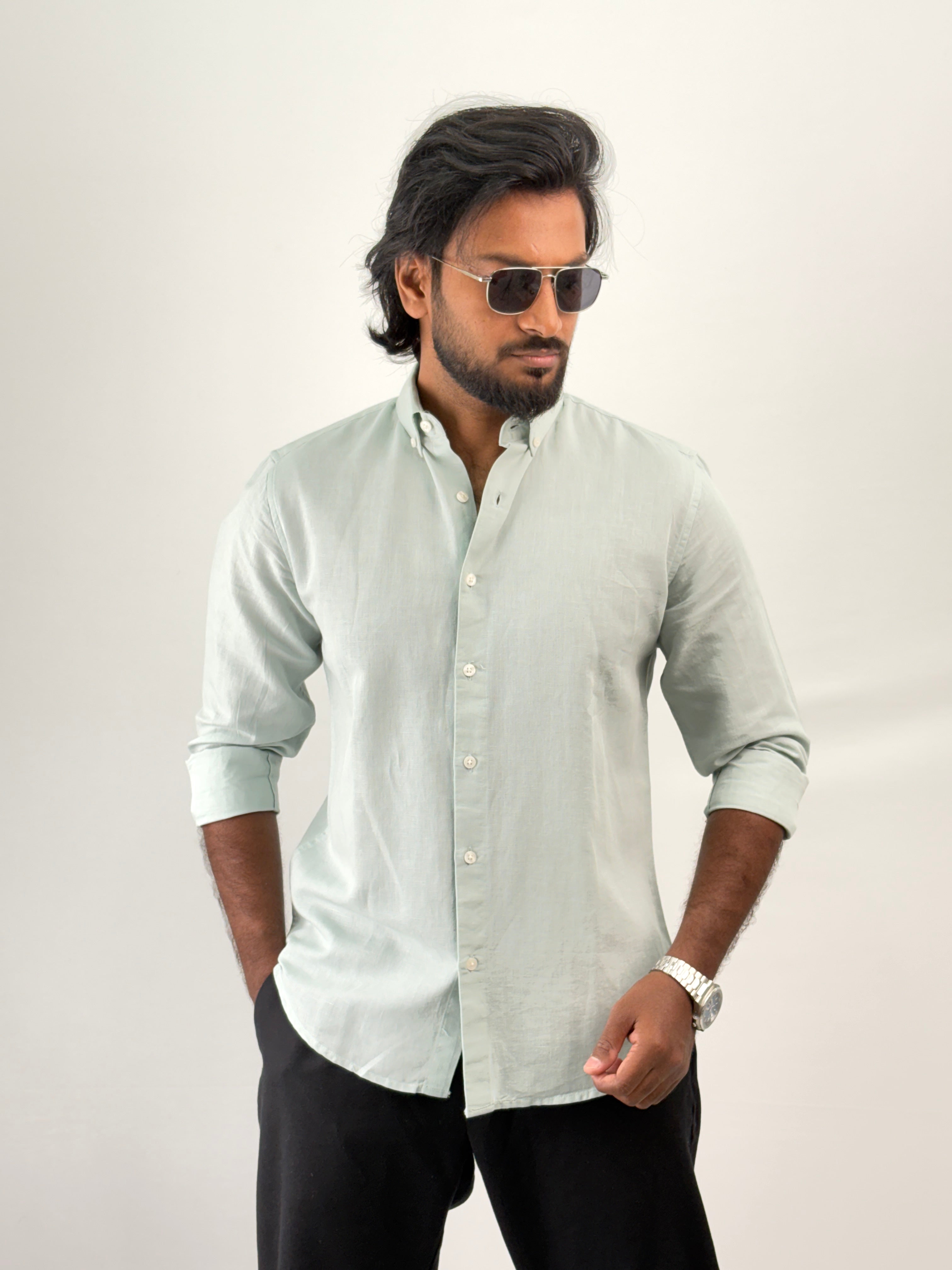 Aqua Linen Shirt