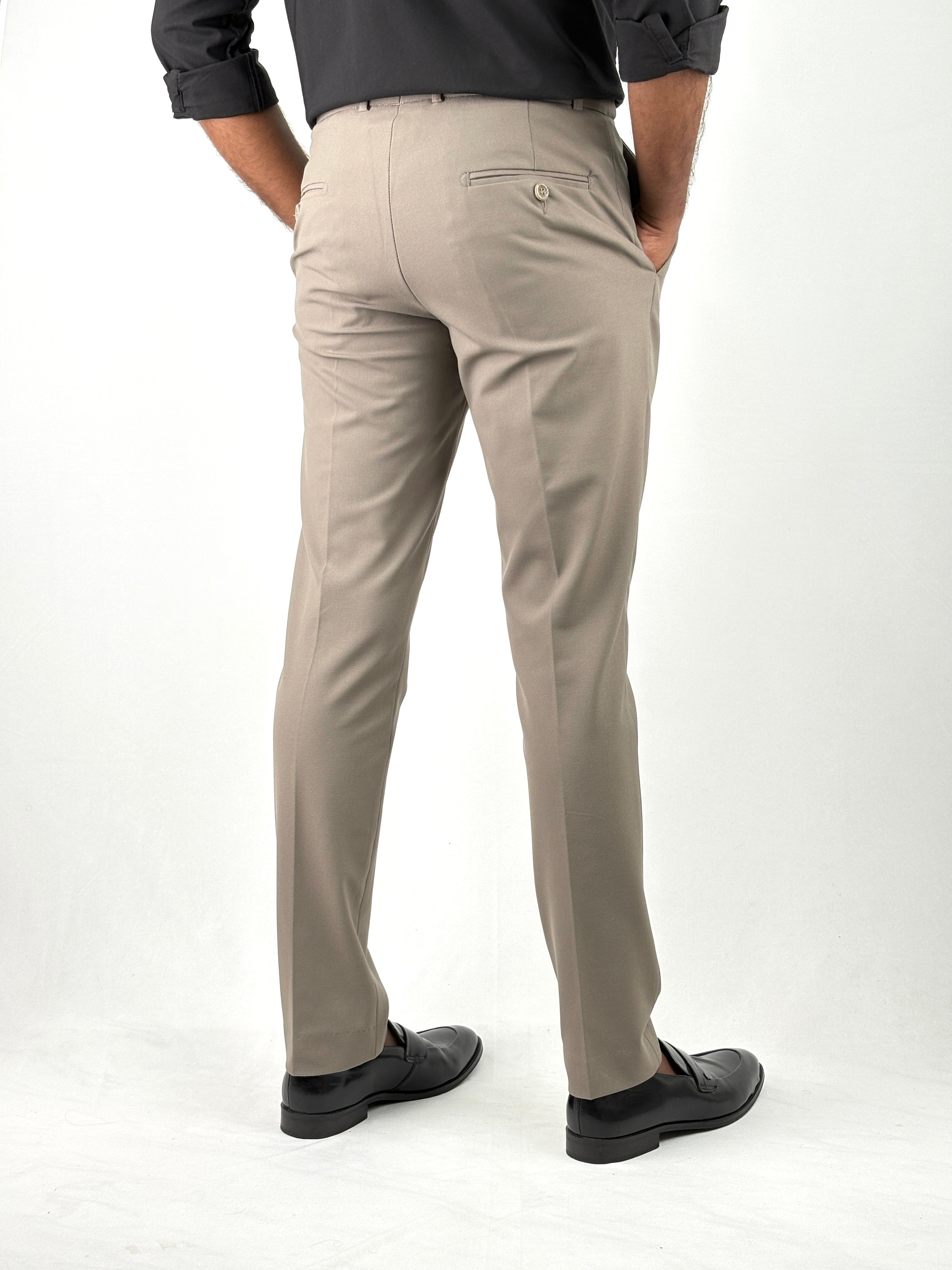 Light Brown Flexible Waist Formal Pants