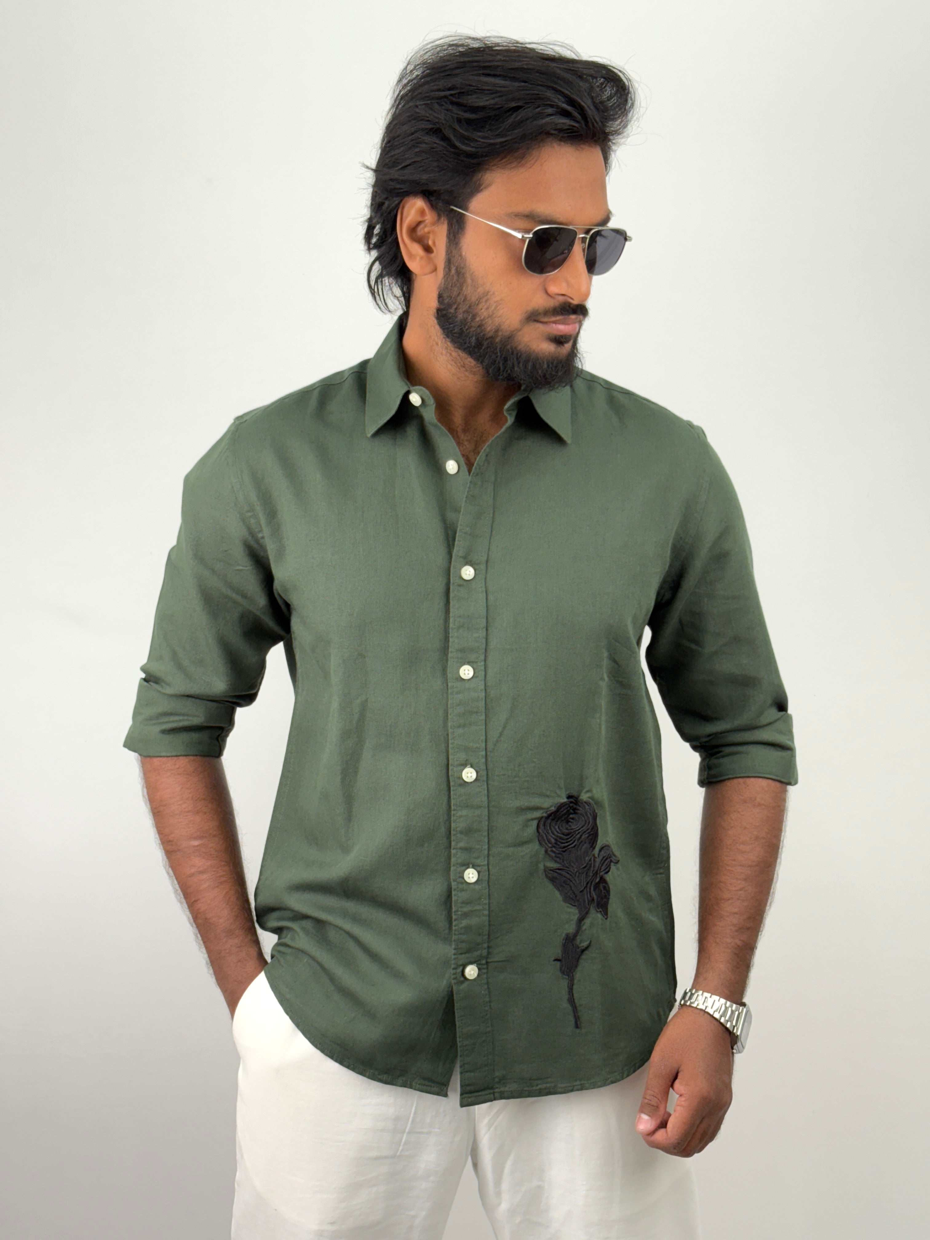 Green Embroidery Shirts
