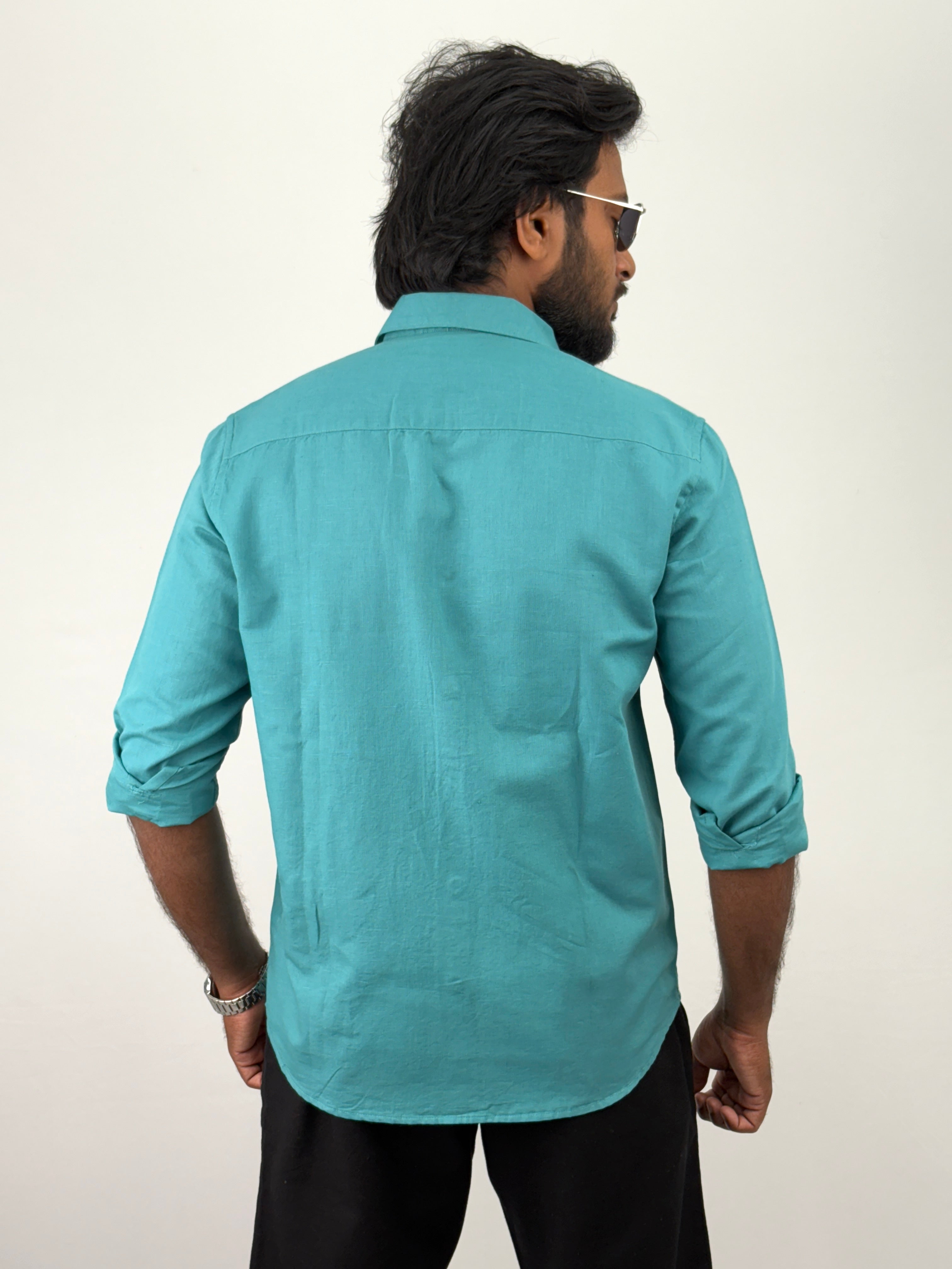 Aqua Green Embroidery Shirts