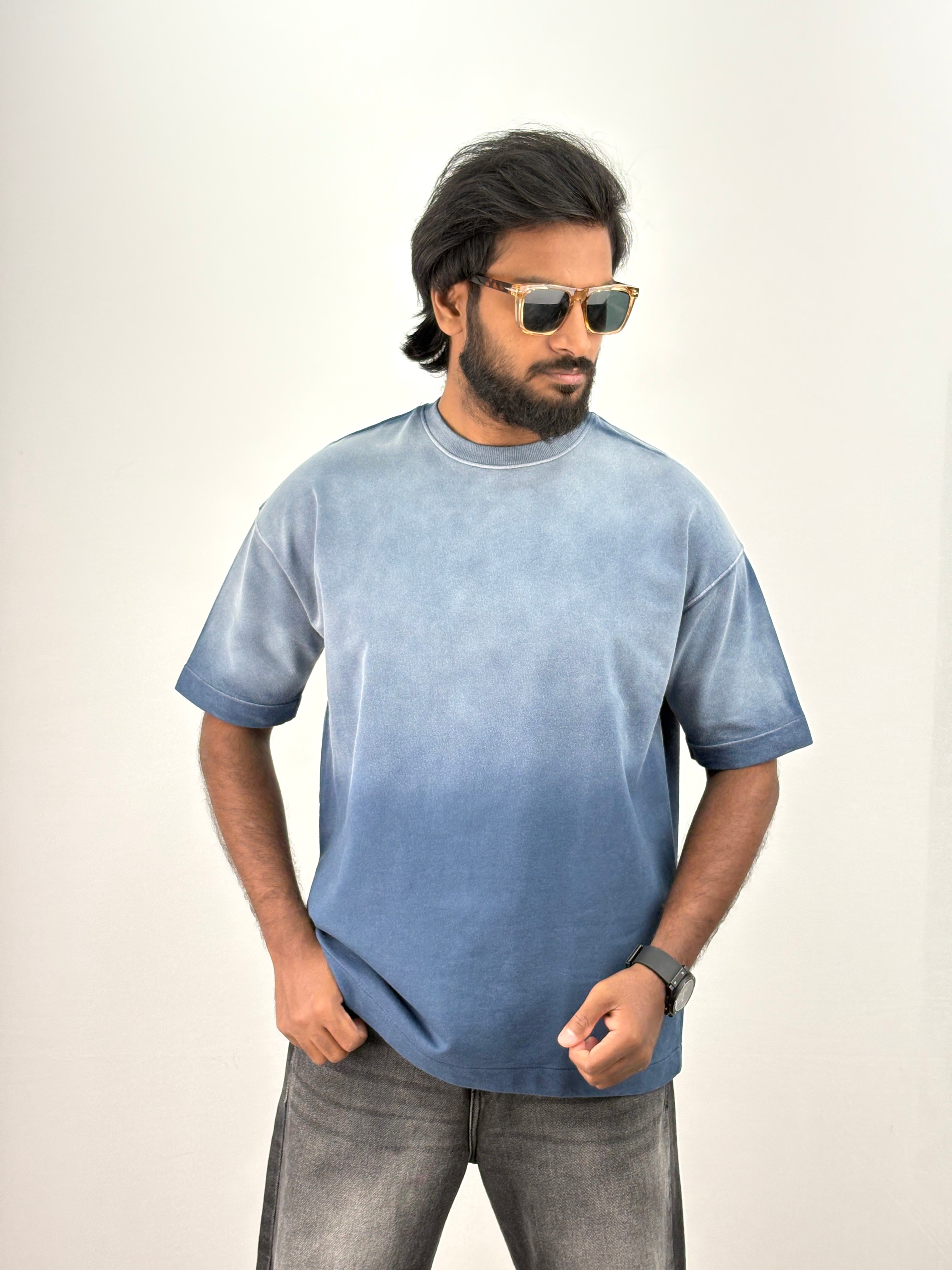 Blue Acid Wash Oversized T-Shirt