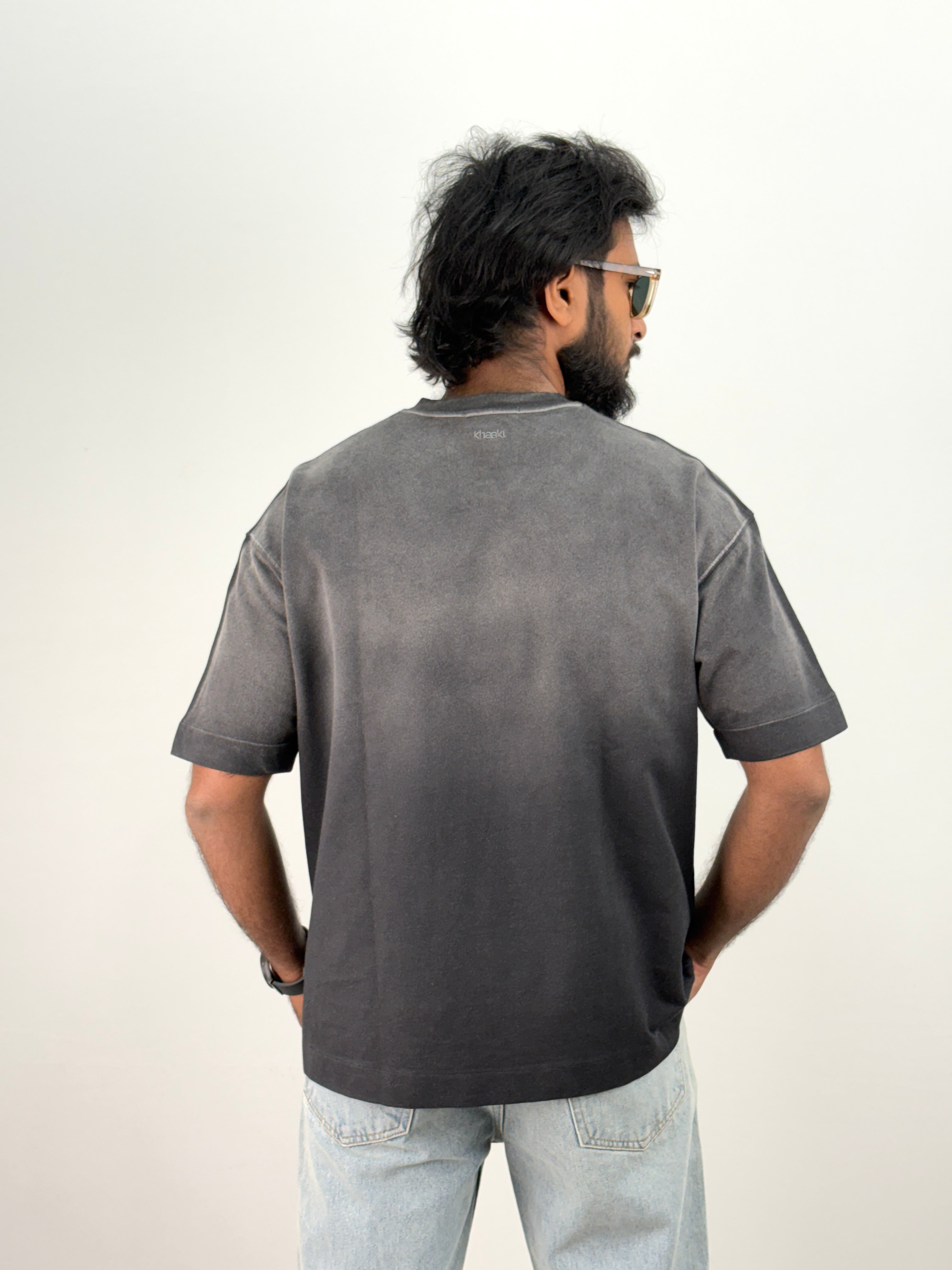 Dark Grey Acid Wash Oversized T-Shirt