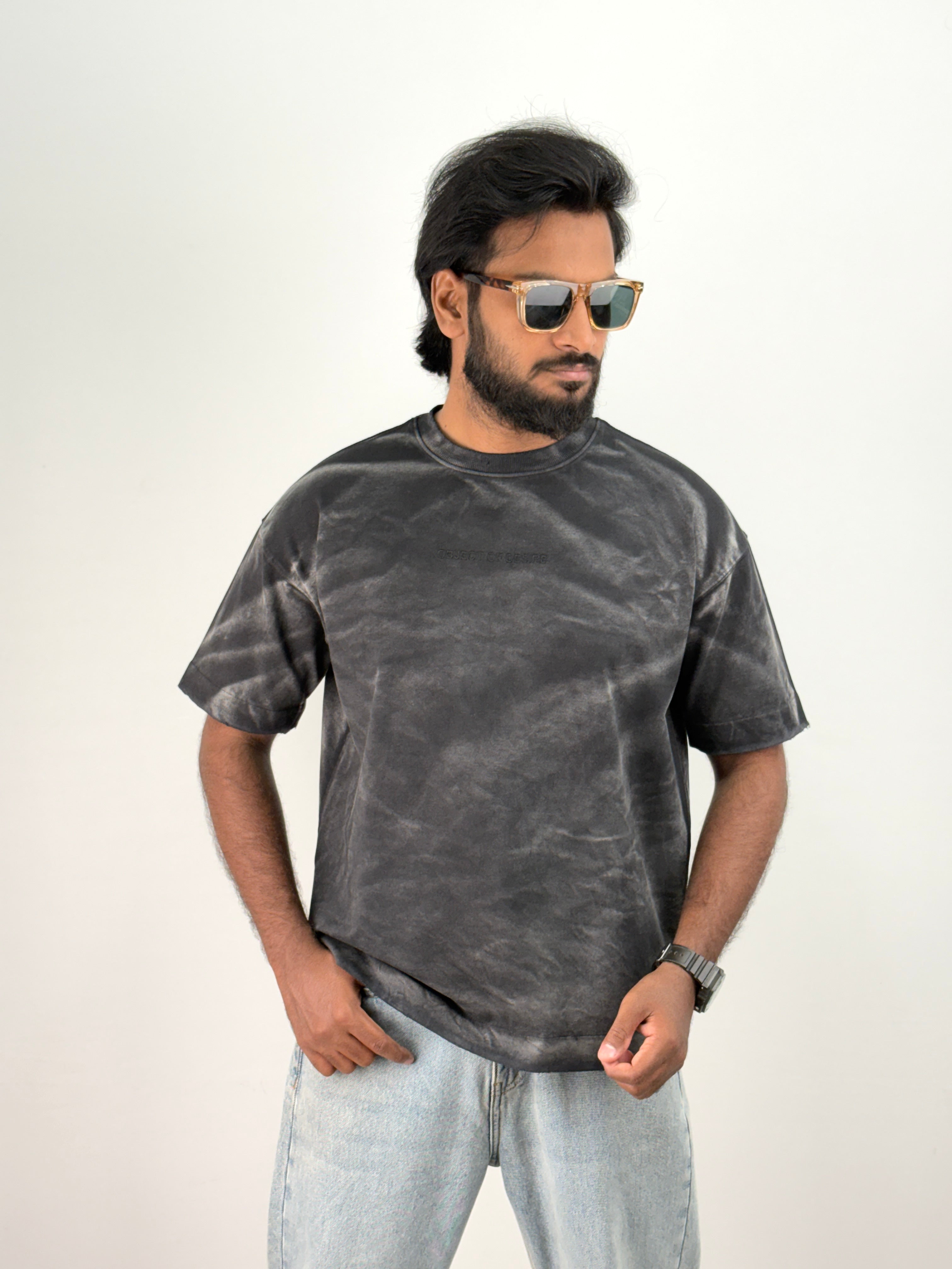 Black Acid Wash Oversized T-Shirt
