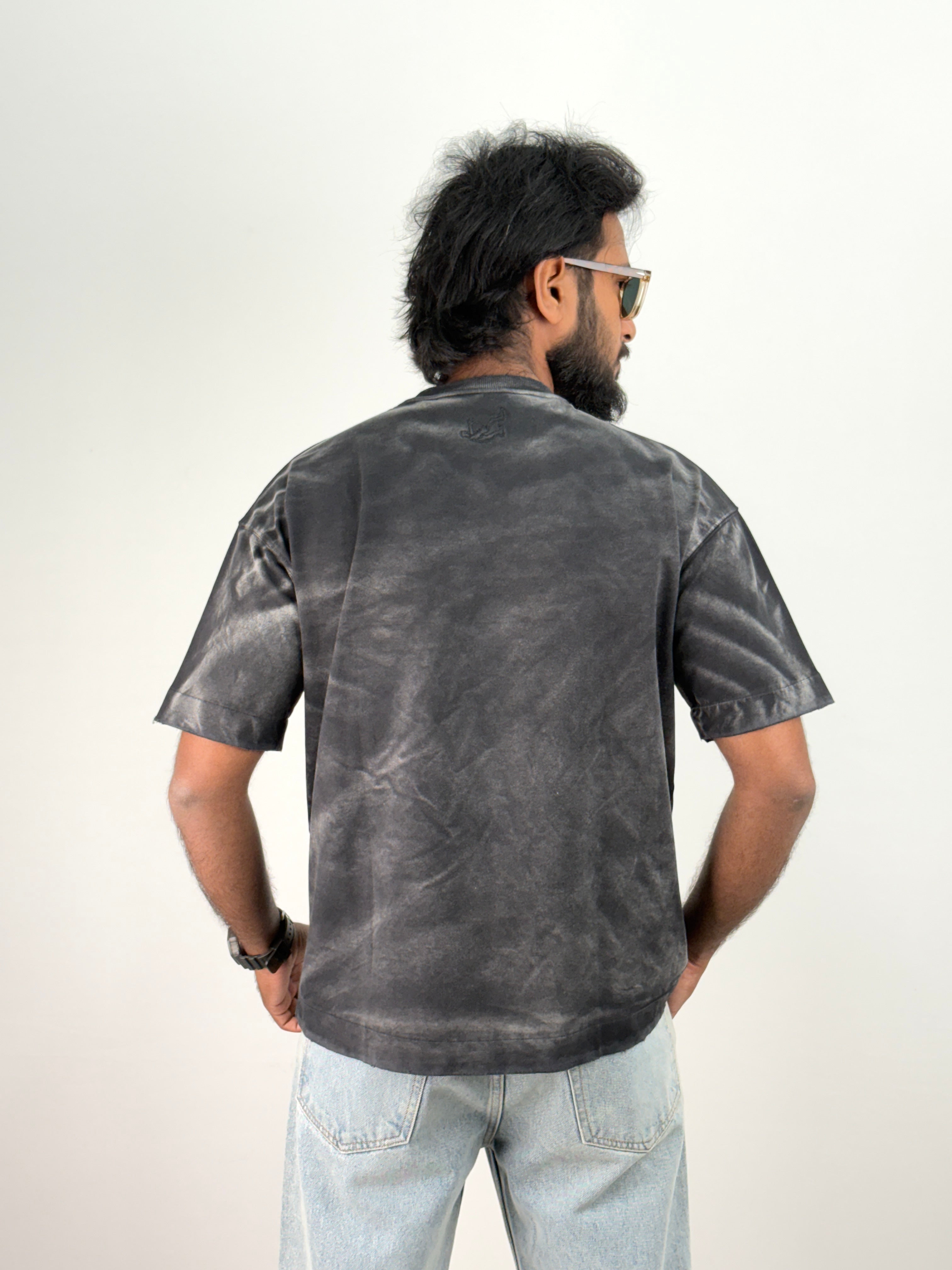 Black Acid Wash Oversized T-Shirt