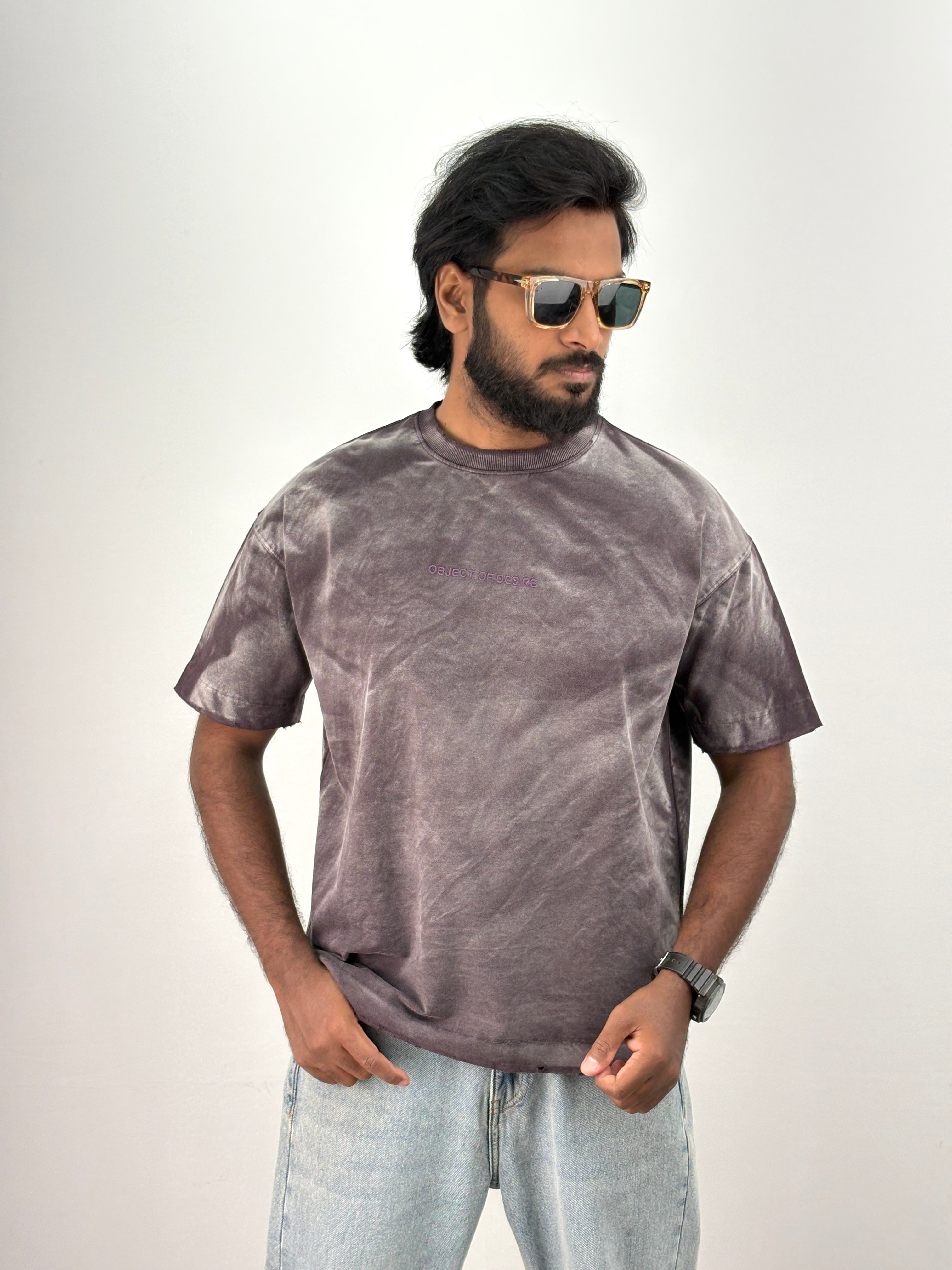 Wine Acid Wash Oversized T-Shirt