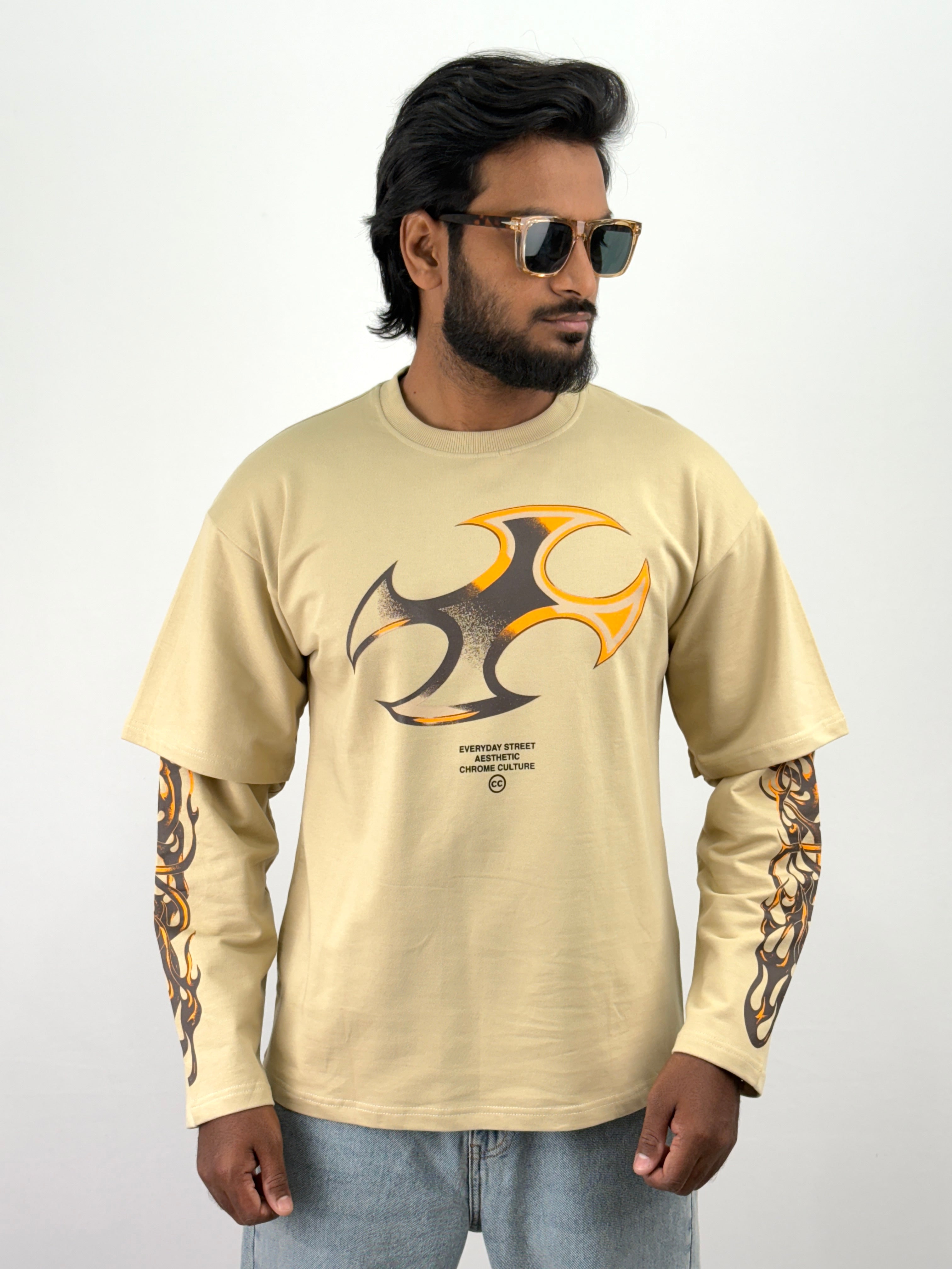Beige Doctor Sleeve T-Shirt