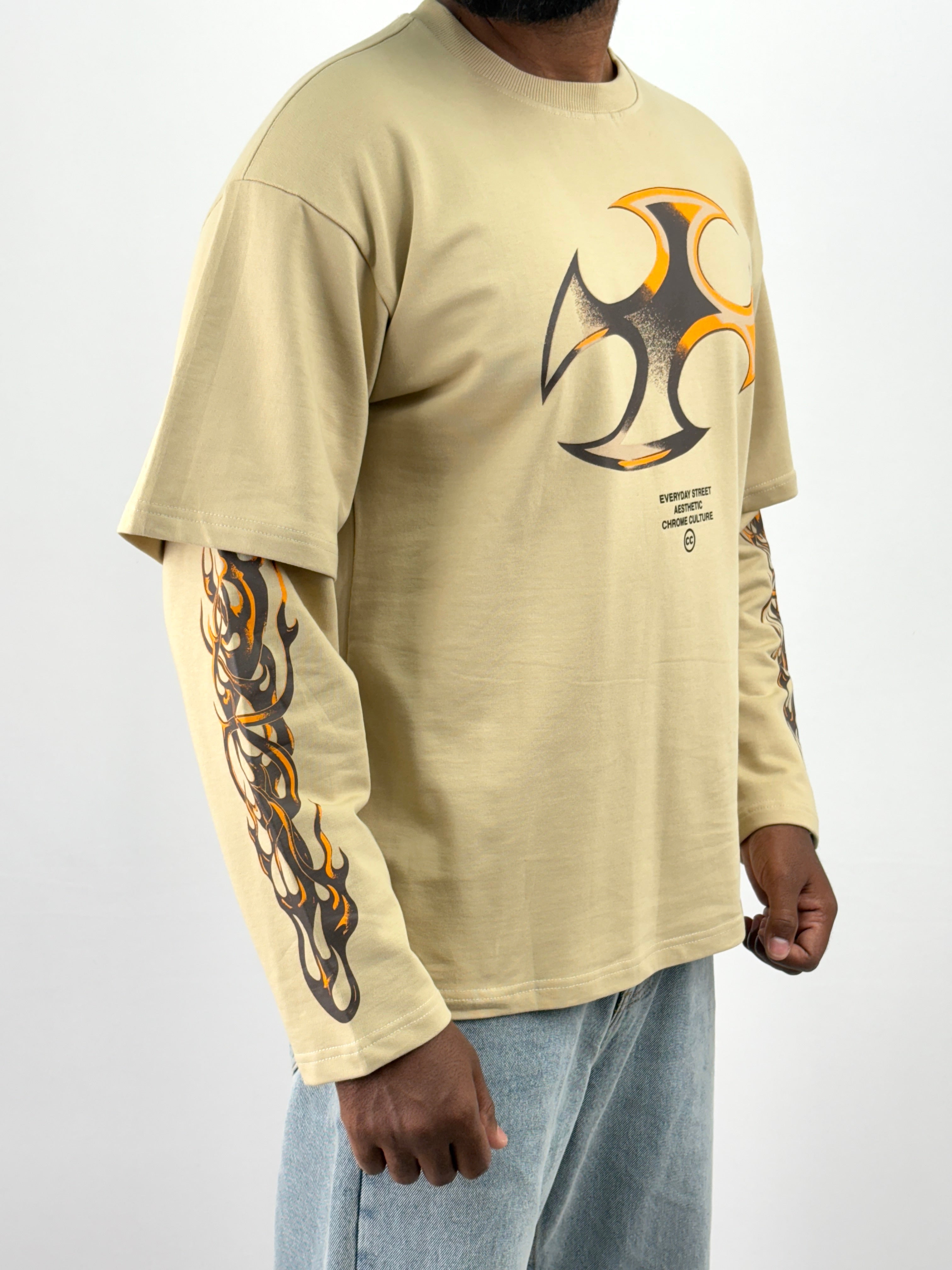 Beige Doctor Sleeve T-Shirt