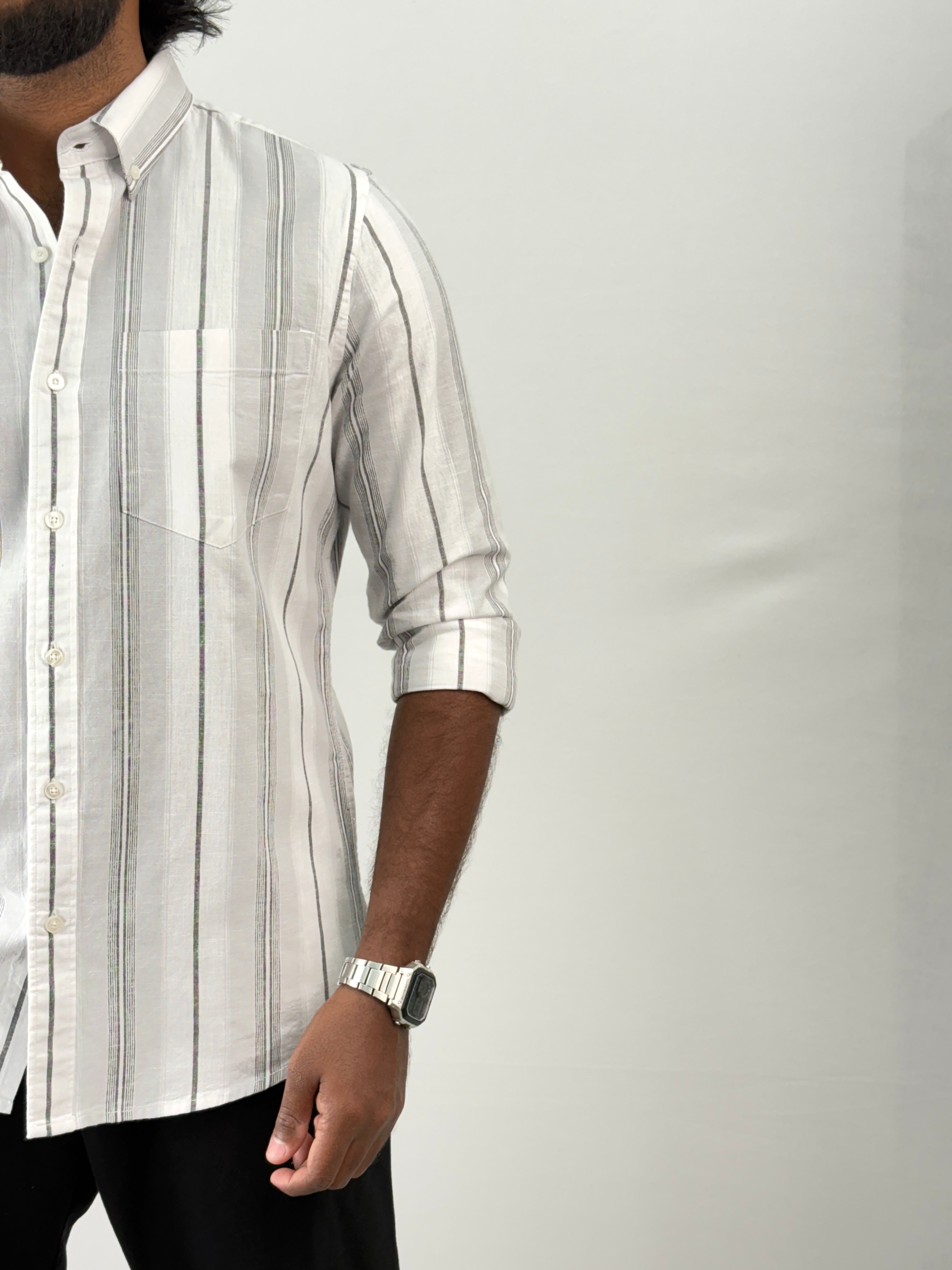 White Grey Stripe Shirts