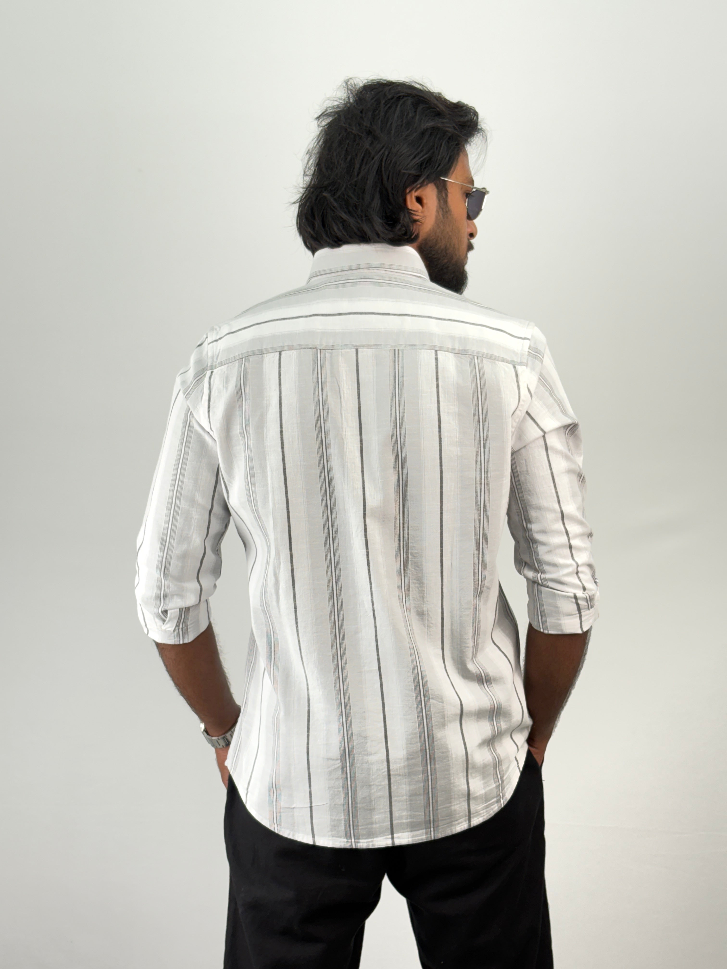 White Grey Stripe Shirts
