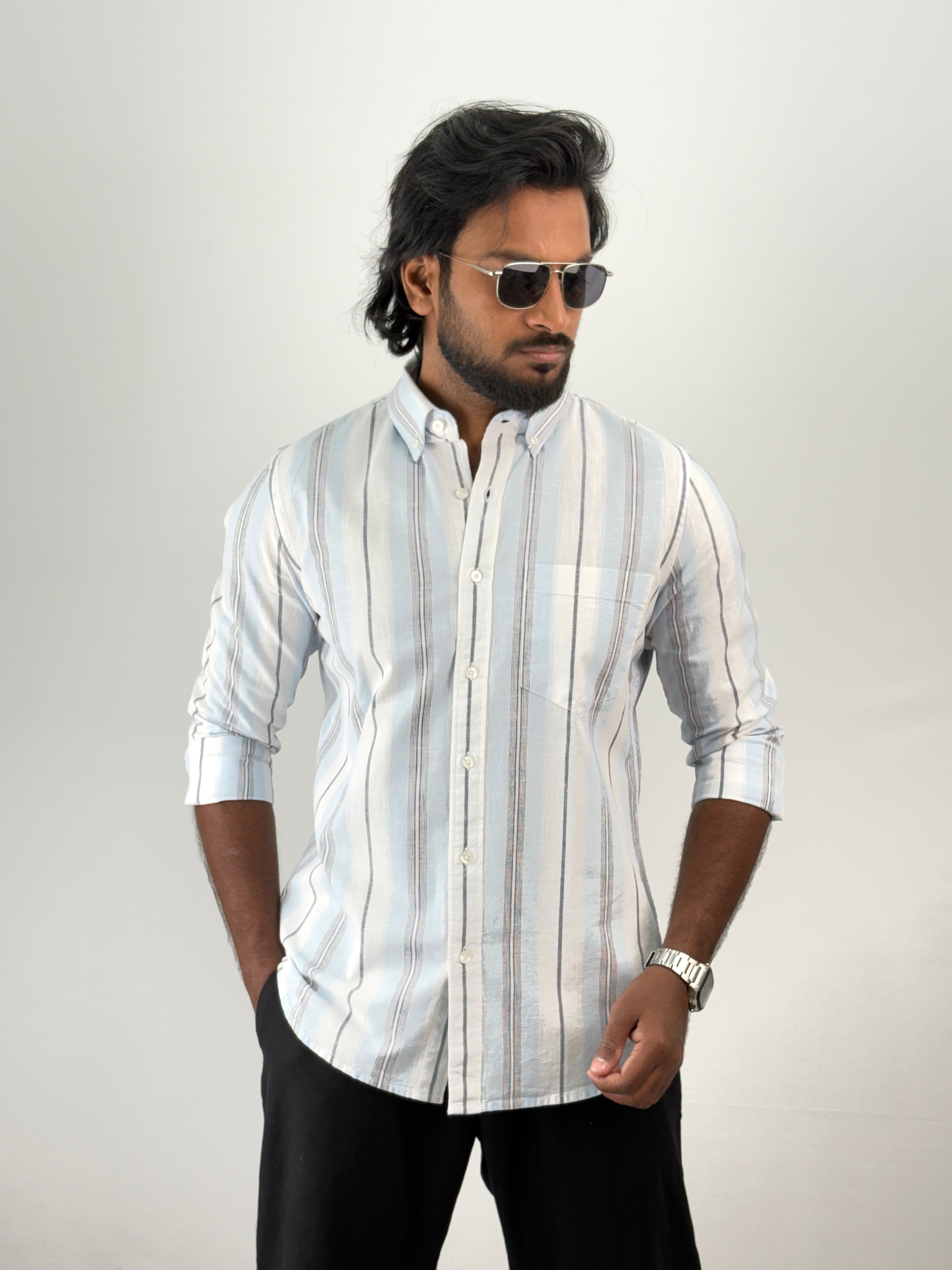 Ice Blue Stripe Shirts