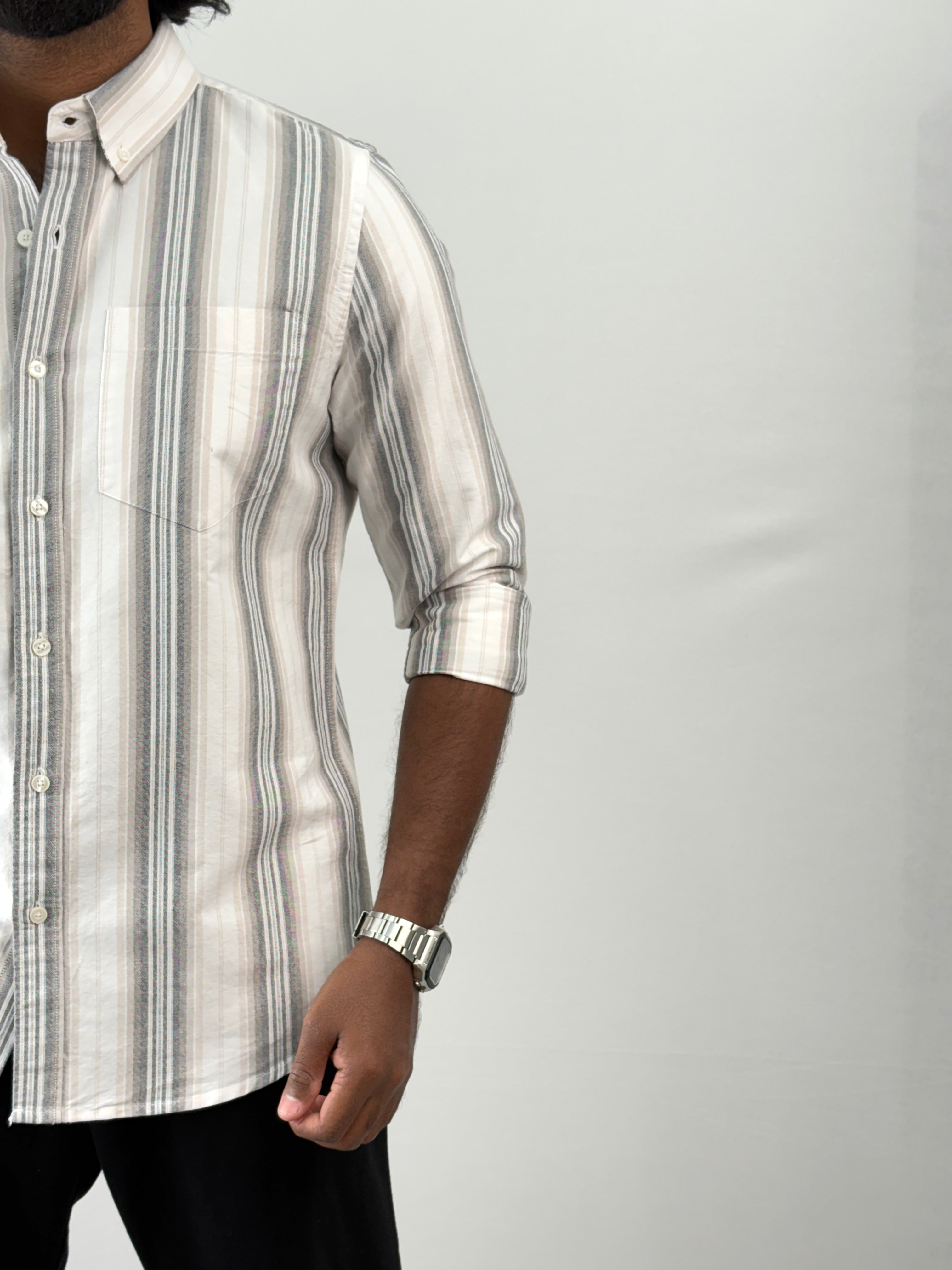 White Peach Stripe Shirts