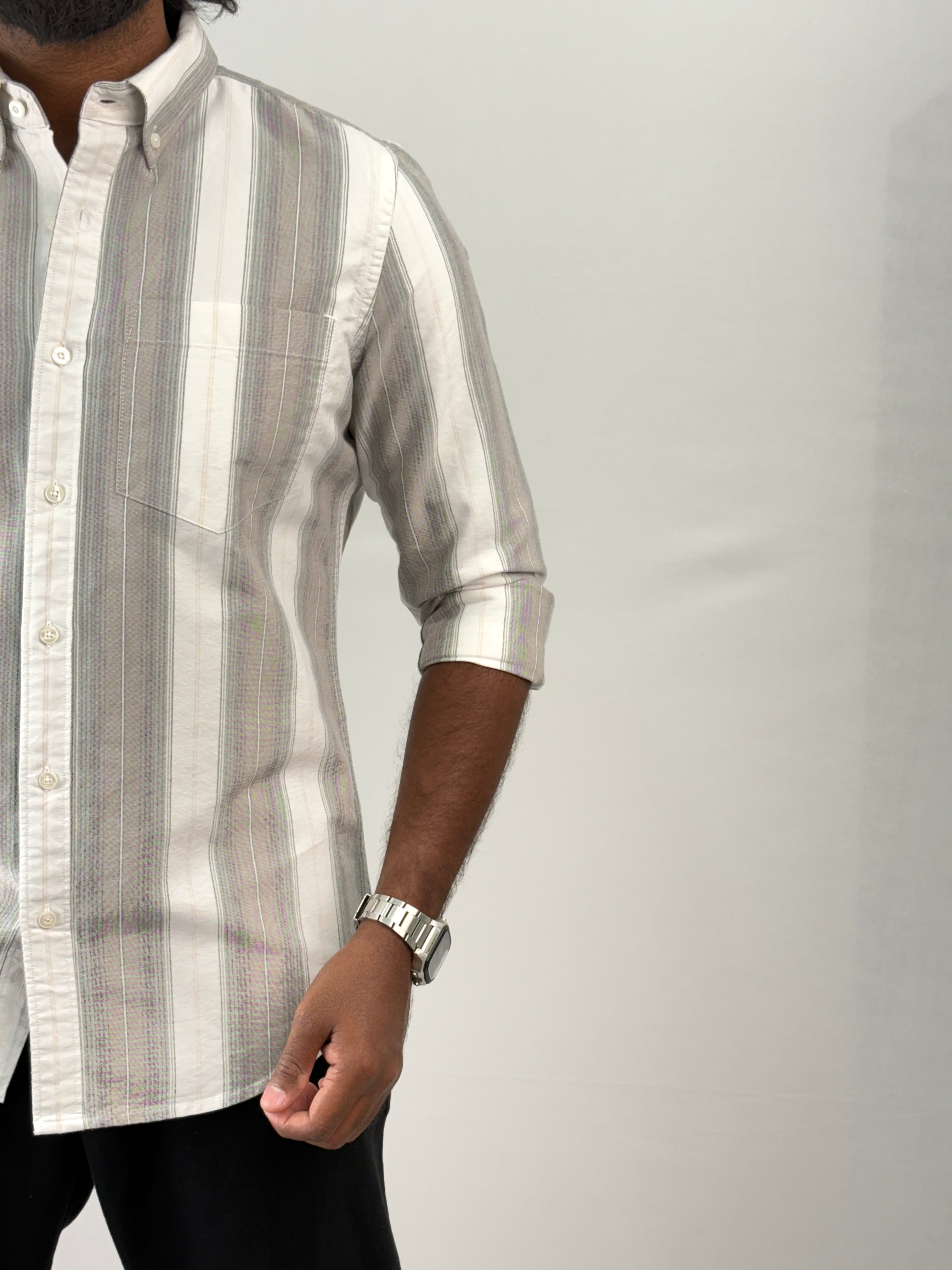 White Brown Stripe Shirts