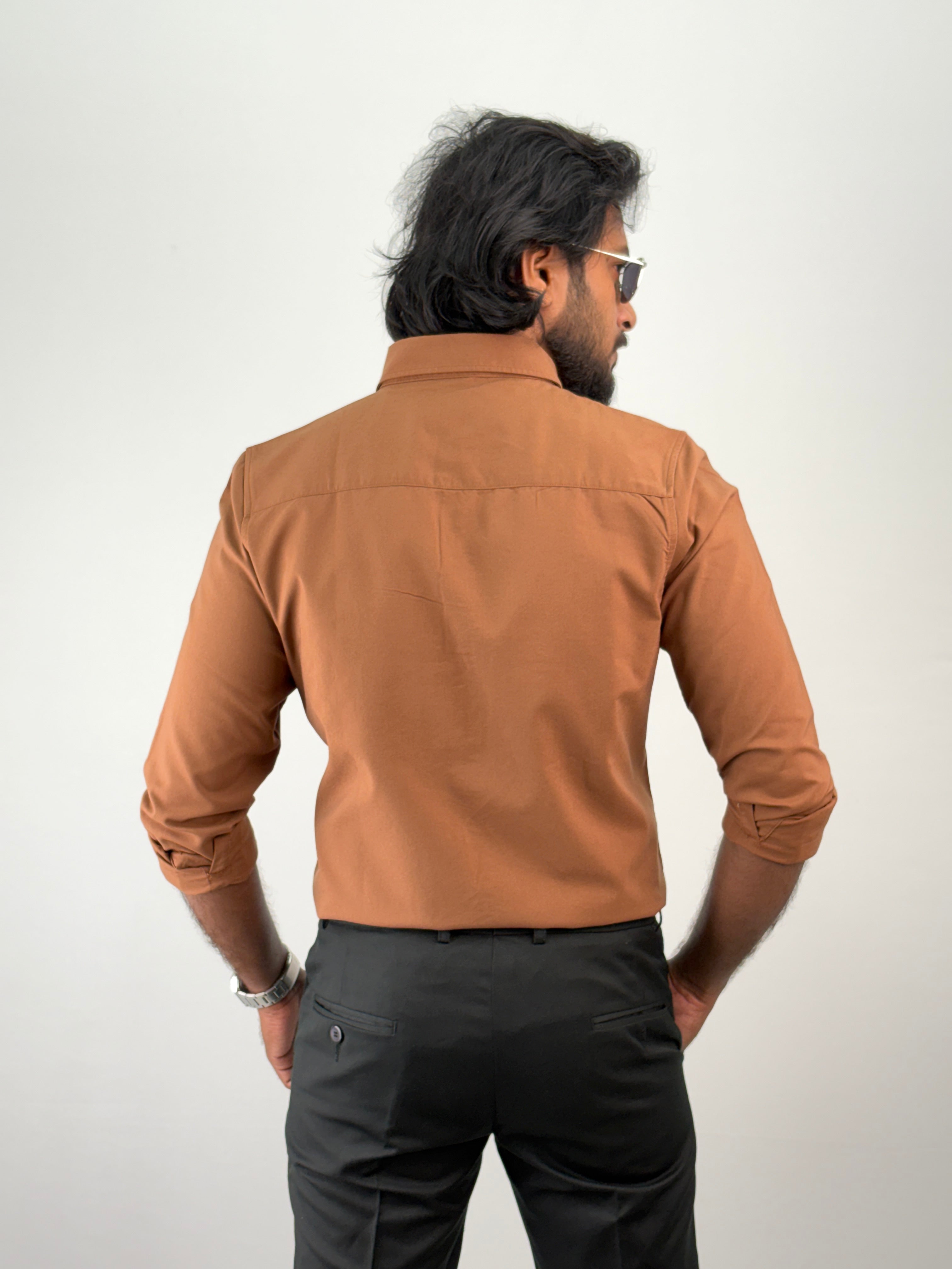 Brown Plain Oxford Shirt 3