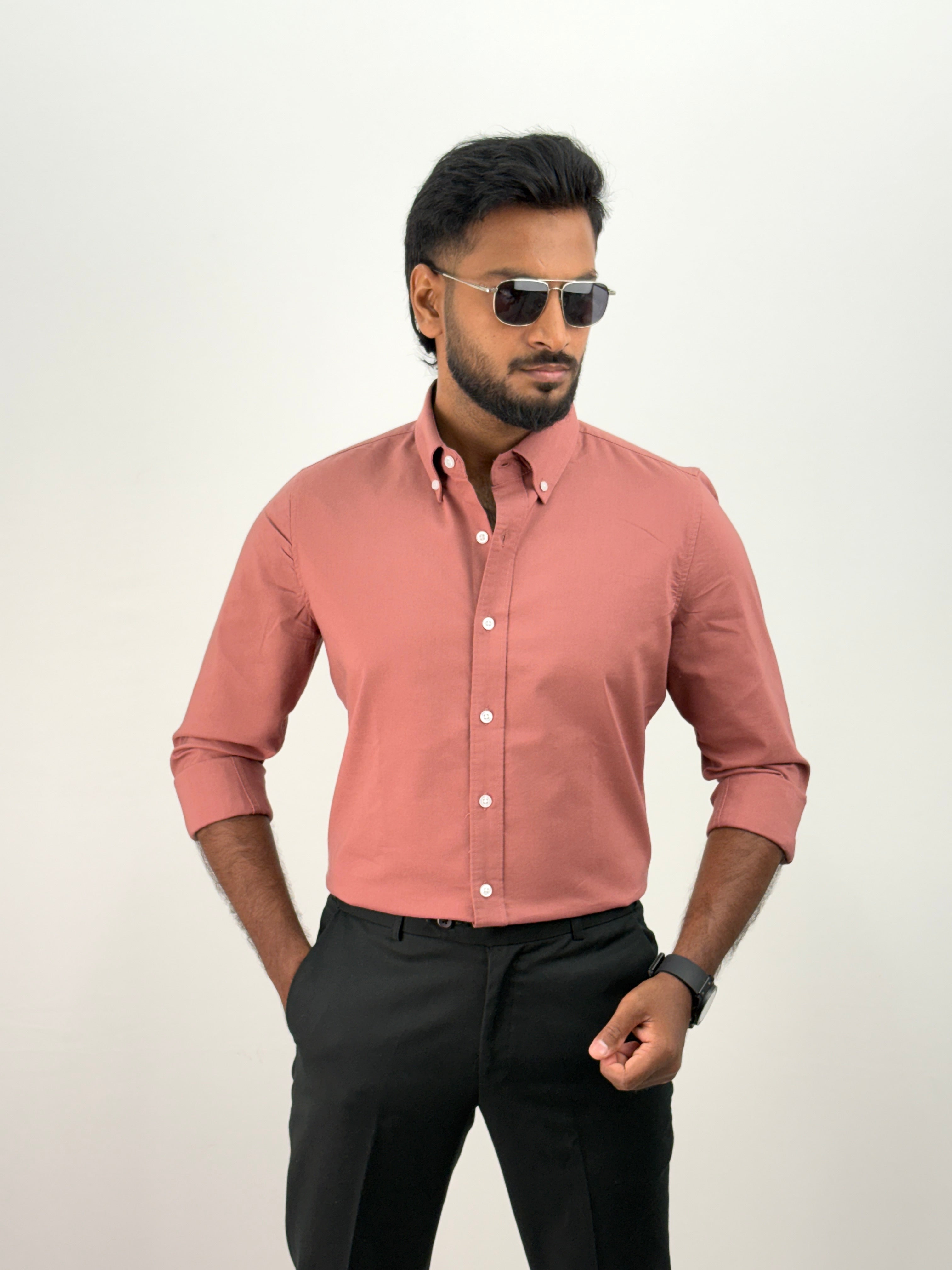 Mauve Plain Oxford Shirt 6