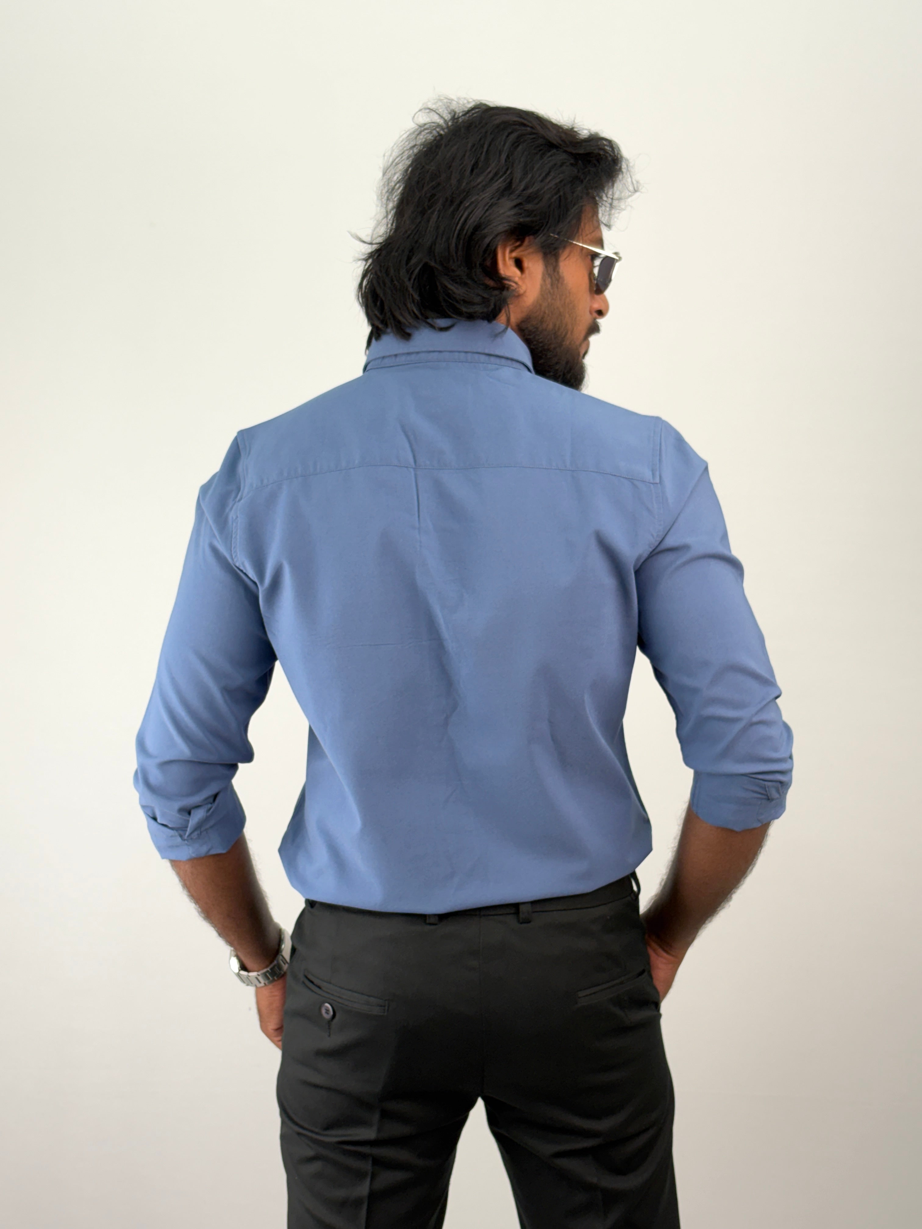 Blue Plain Oxford Shirt 3