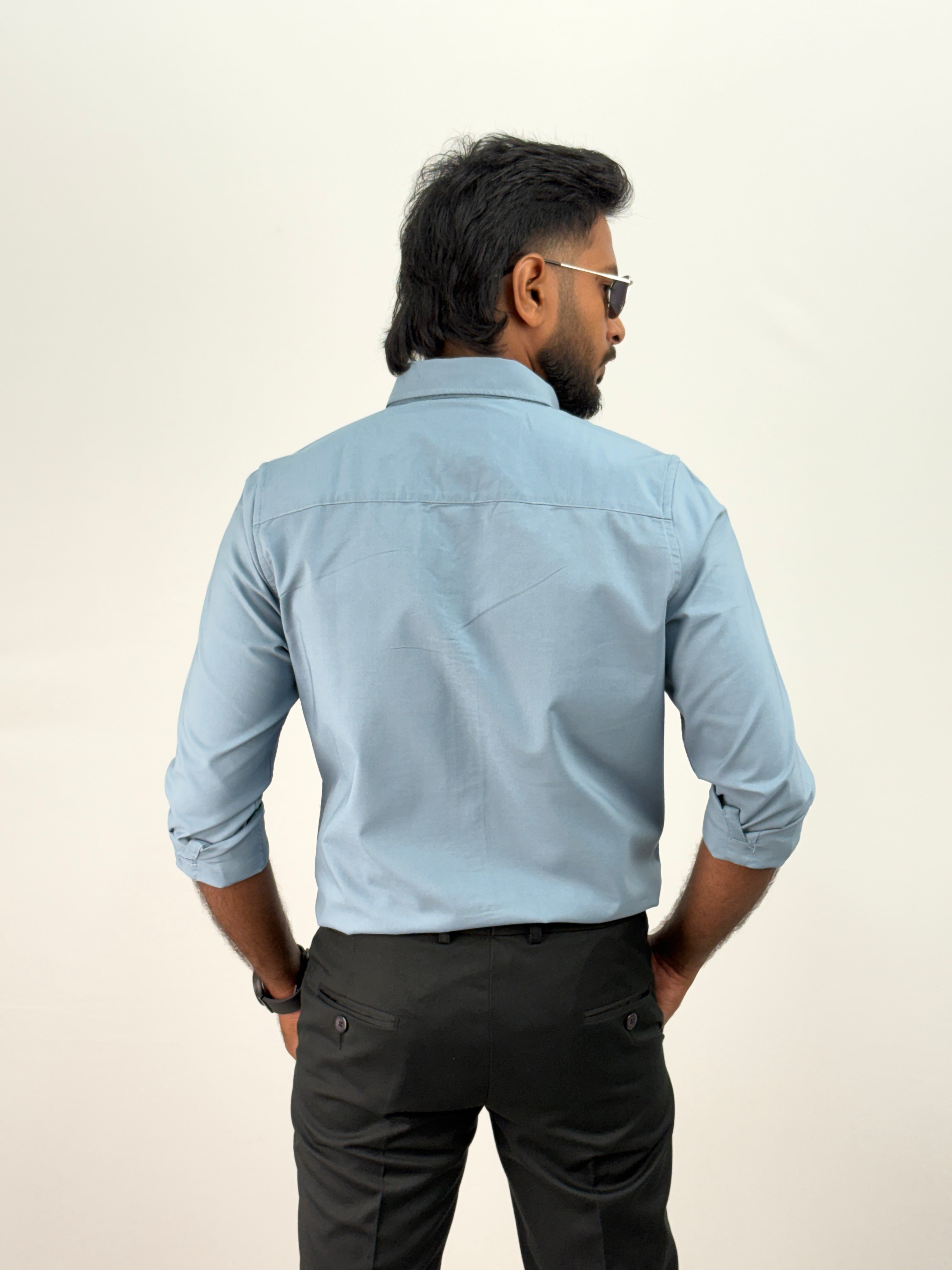 Blue Plain Oxford Shirt 6