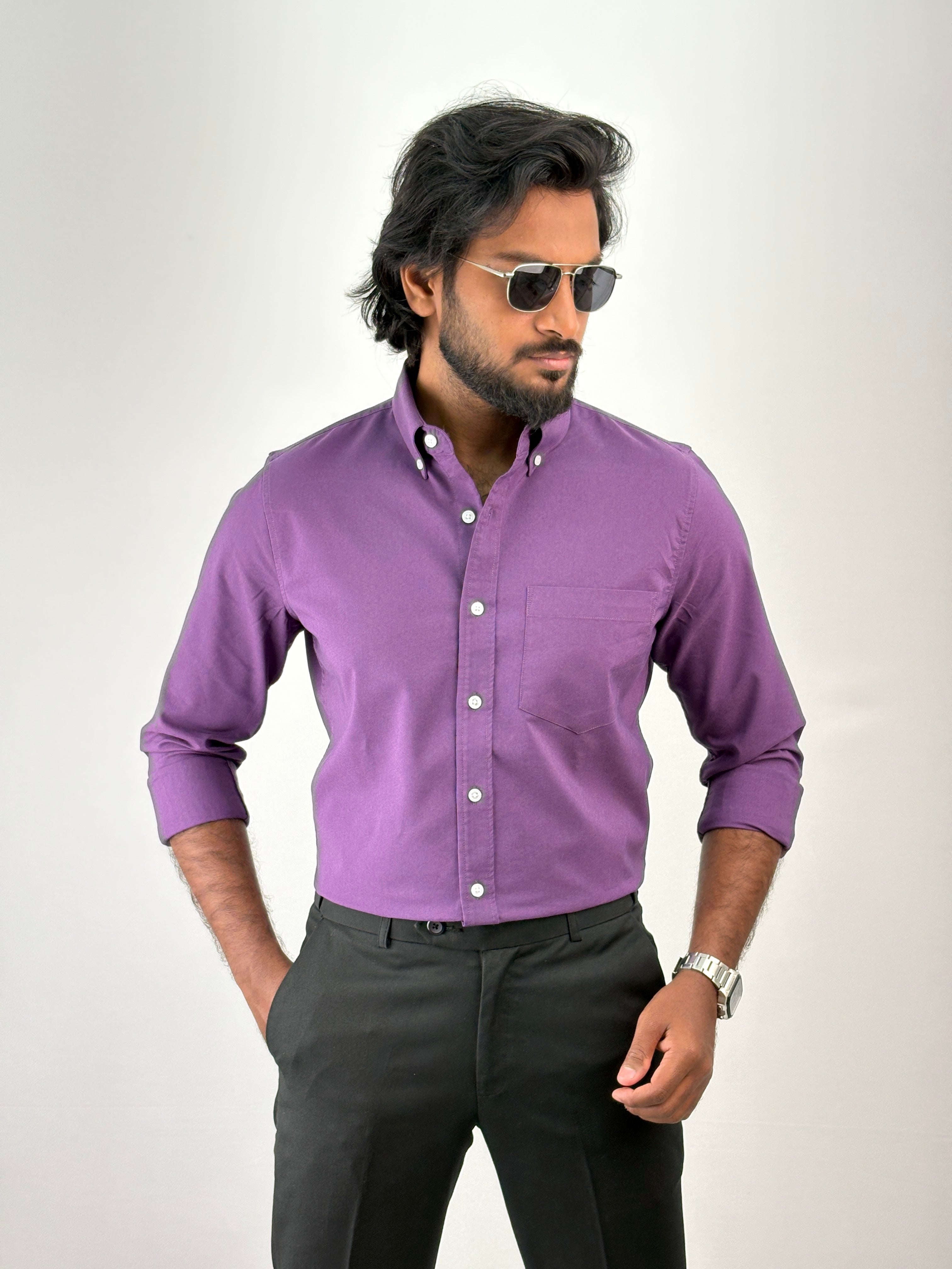 Purple Plain Oxford Shirt 3