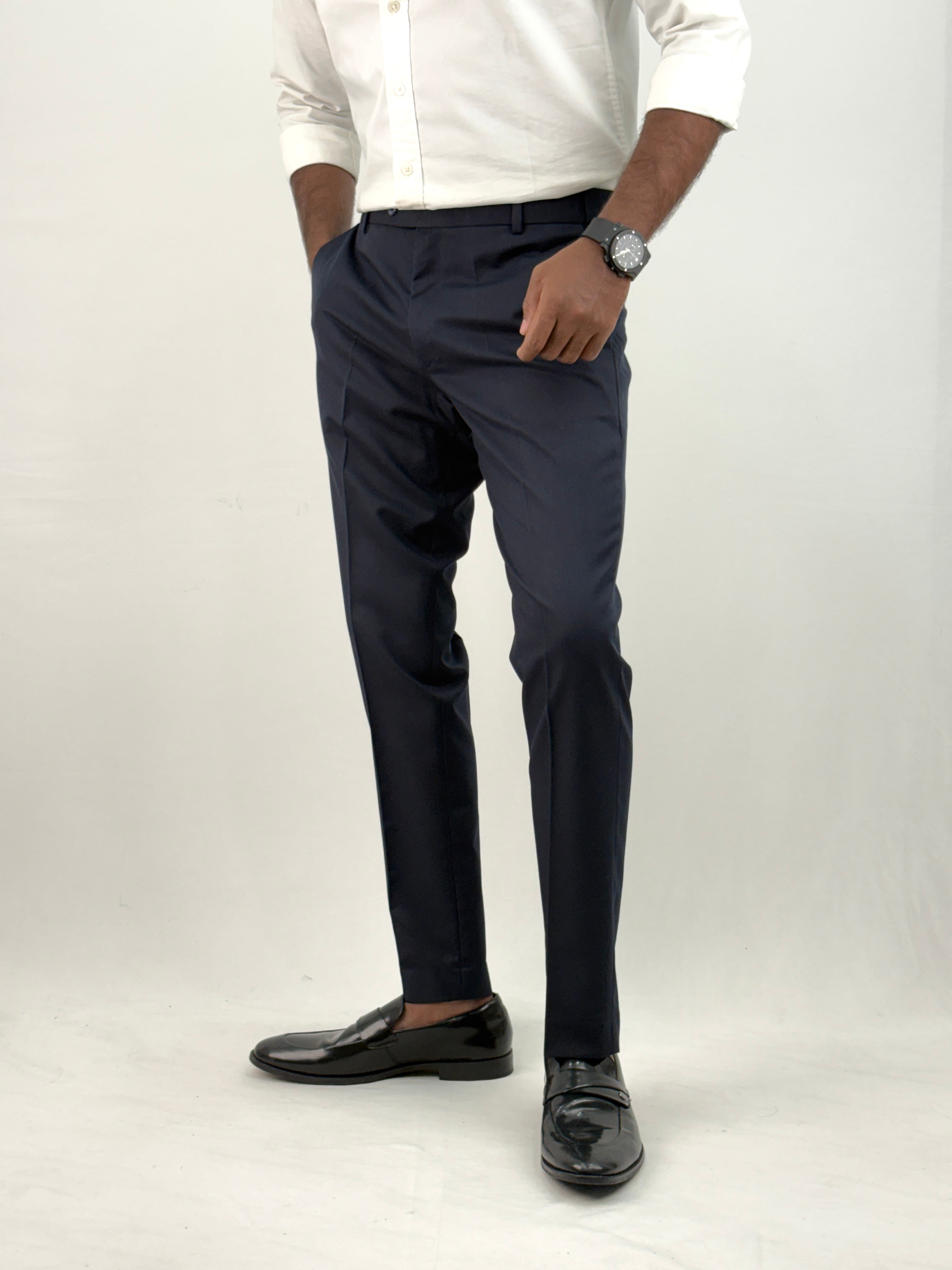 Navy Flexi Waist Formal Pant