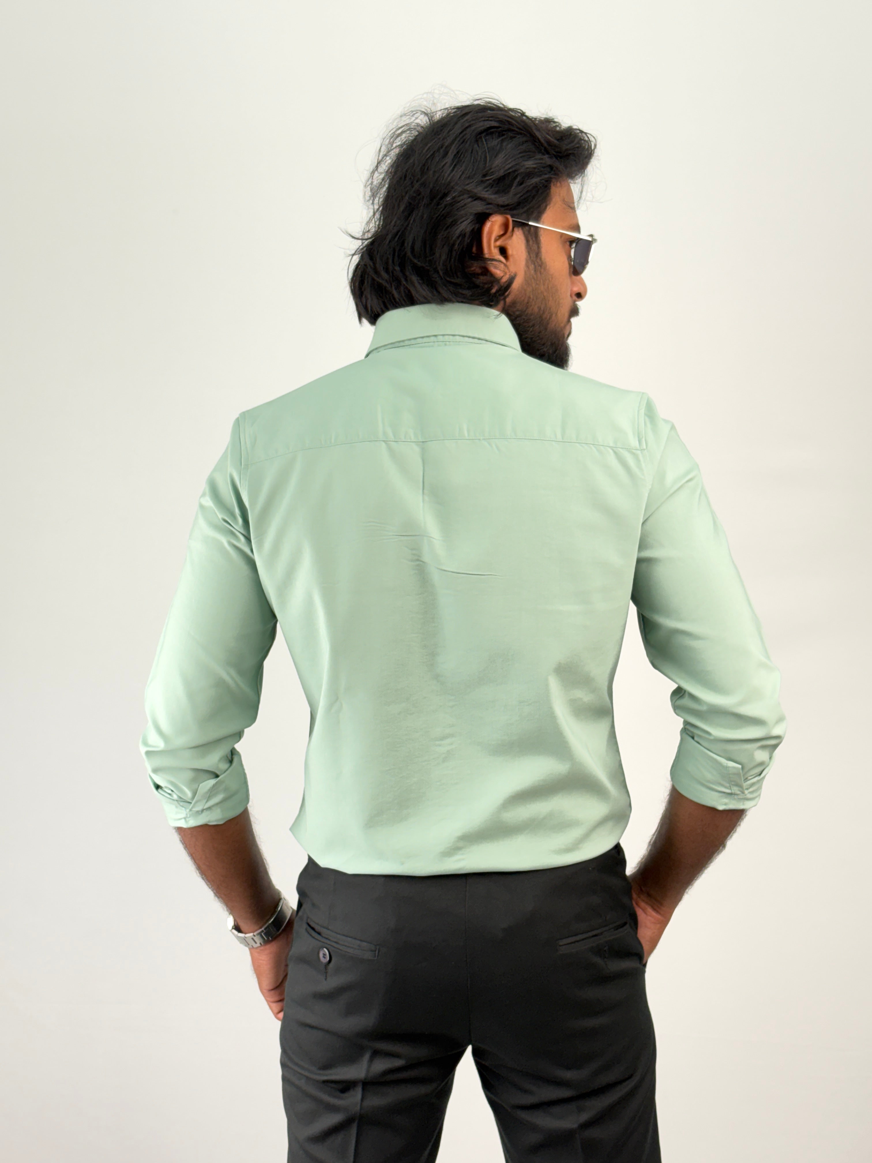 Light Green Plain Oxford Shirt 3