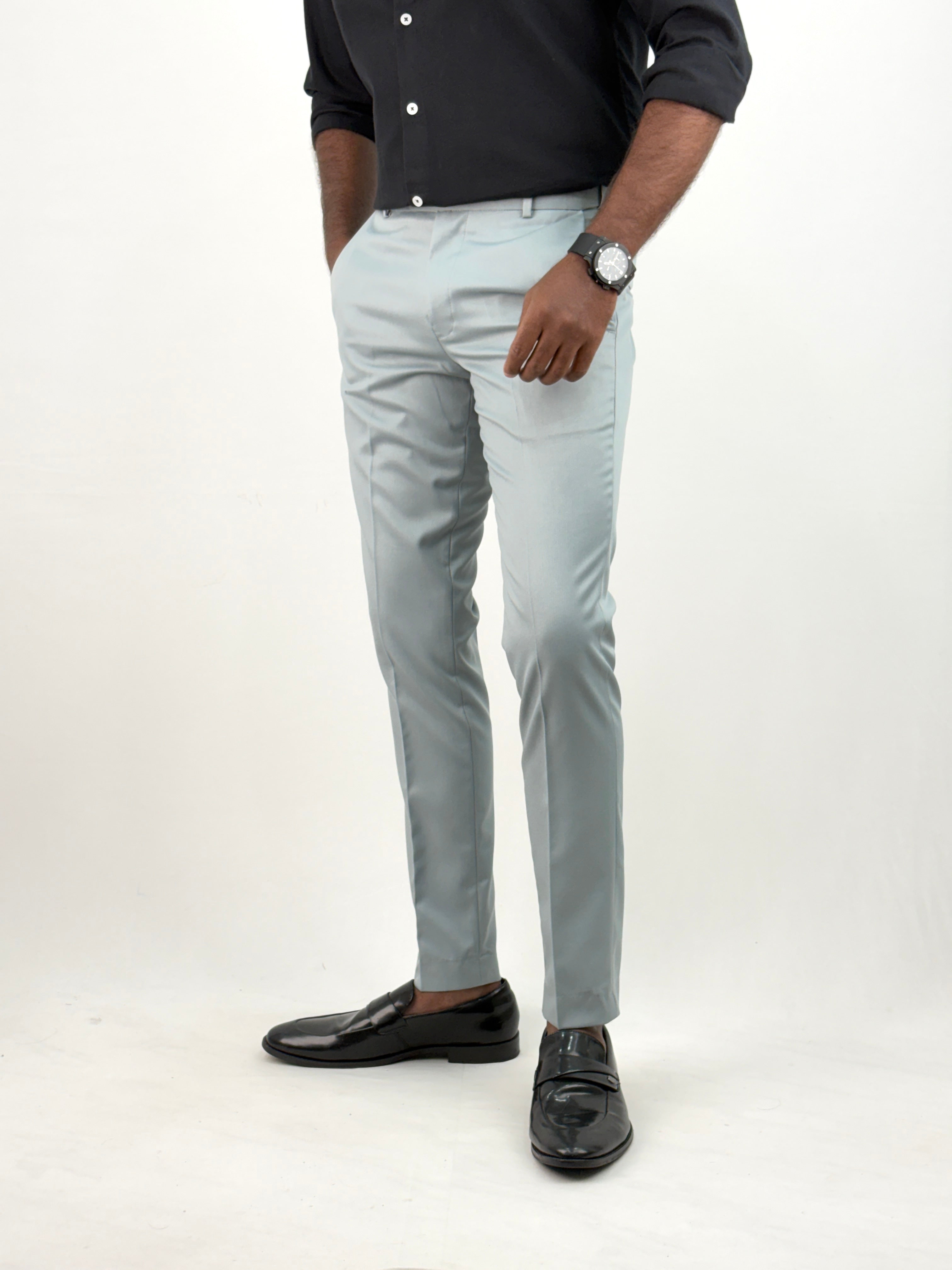 Grey Flexi Waist Formal Pant