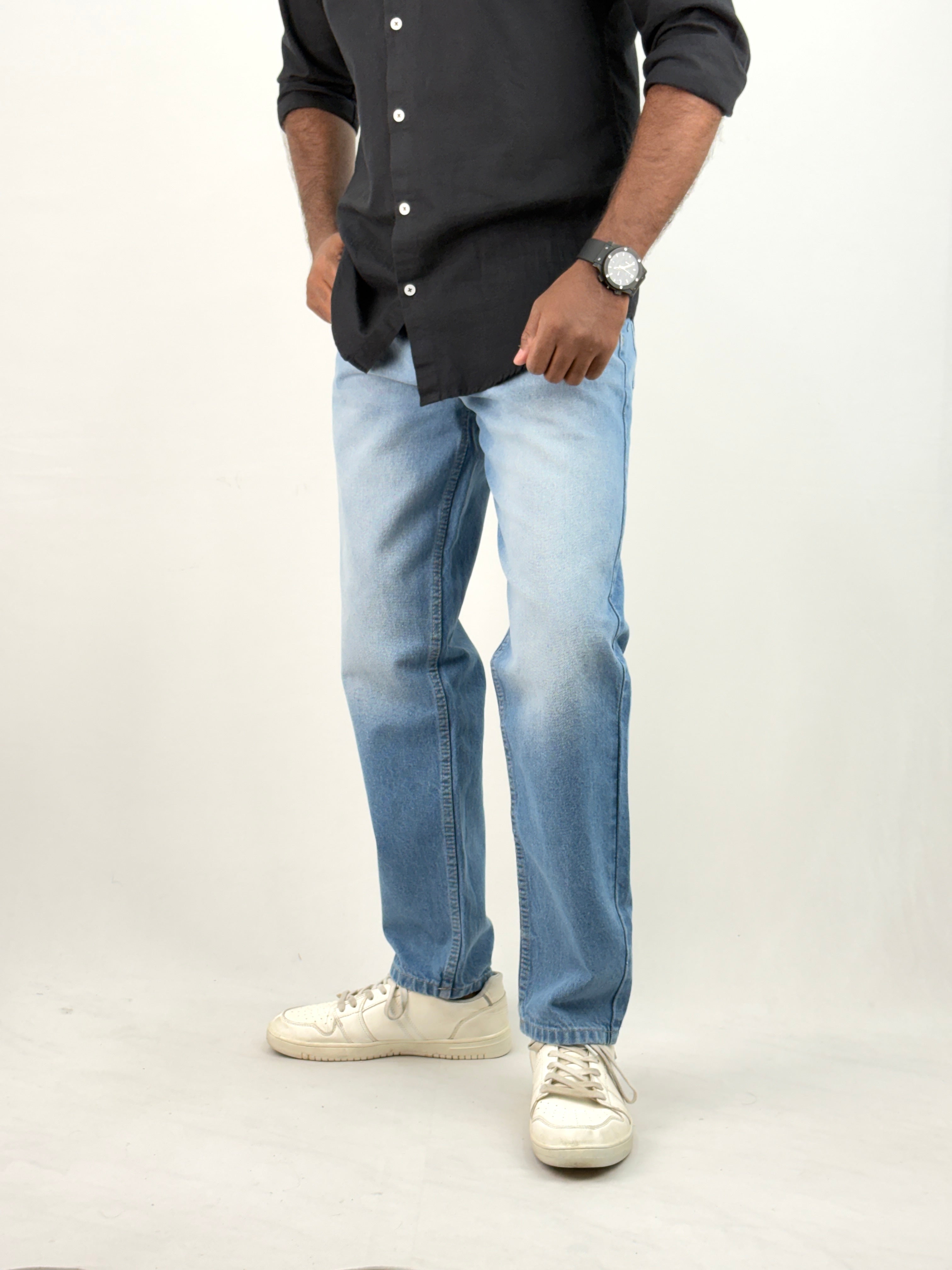 Ice Blue Semi Baggy Jean