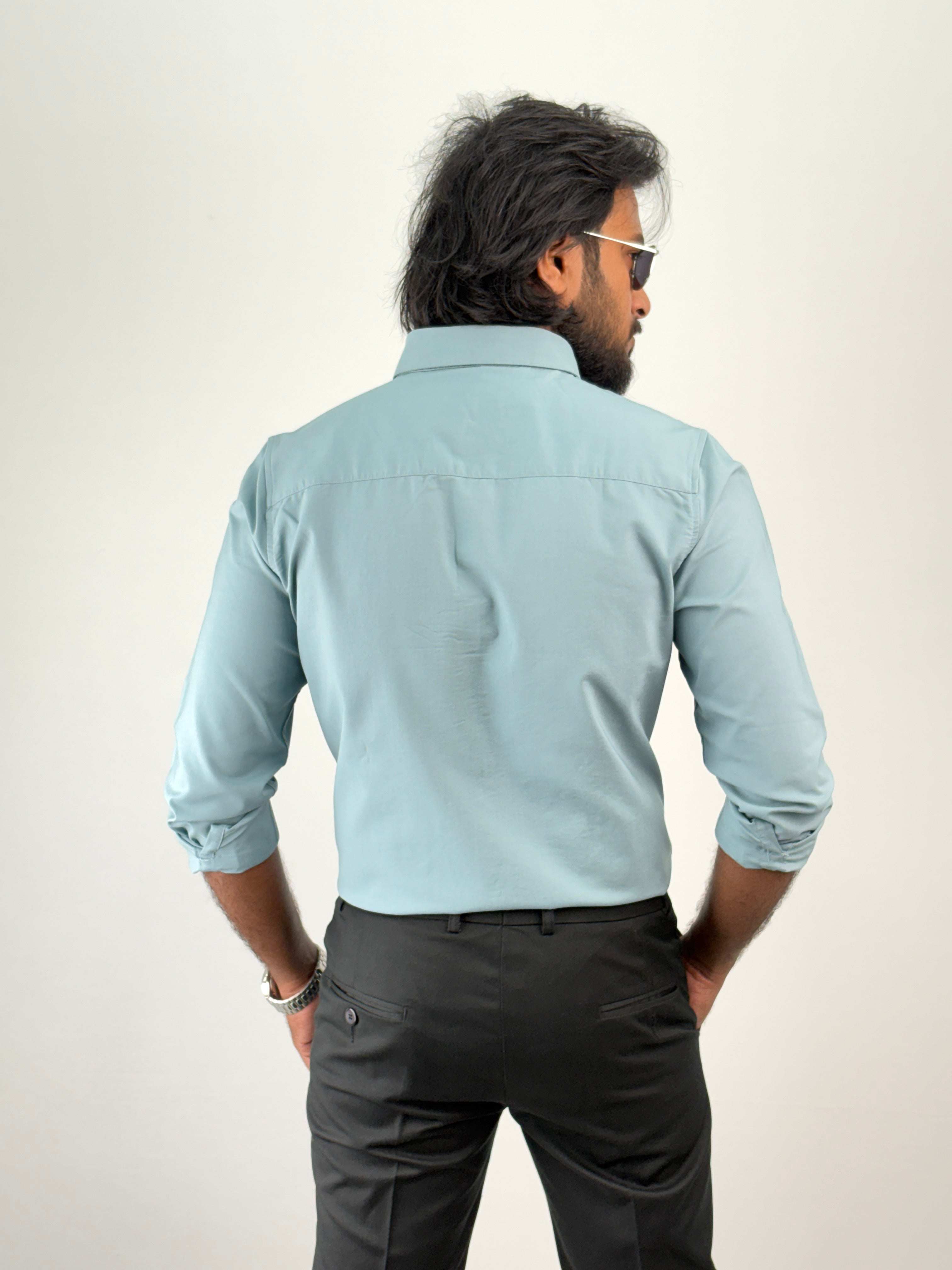 Aqua Plain Oxford Shirt 3