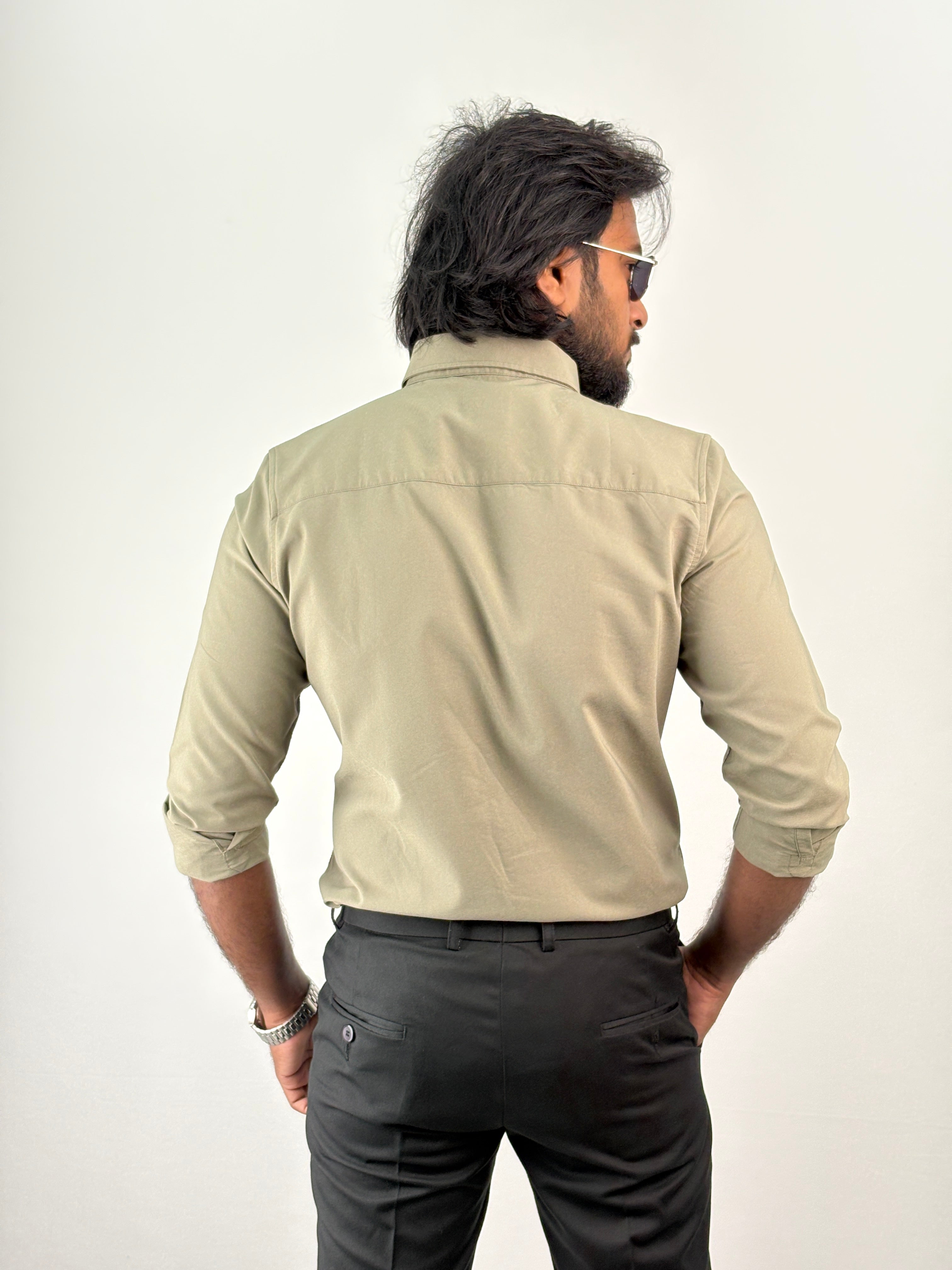 Light Olive Plain Oxford Shirt 3