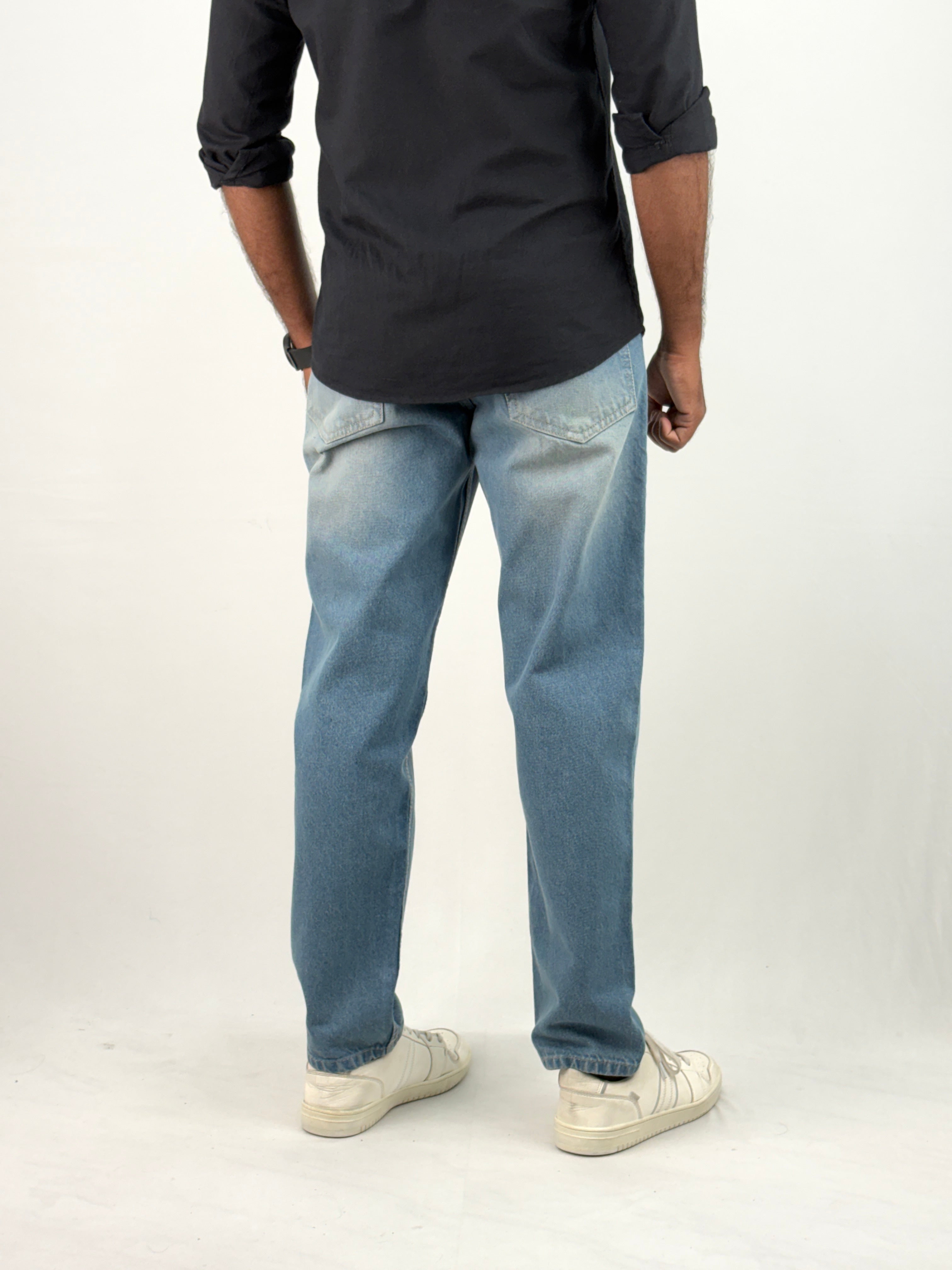 Teal Blue Semi Baggy Jean