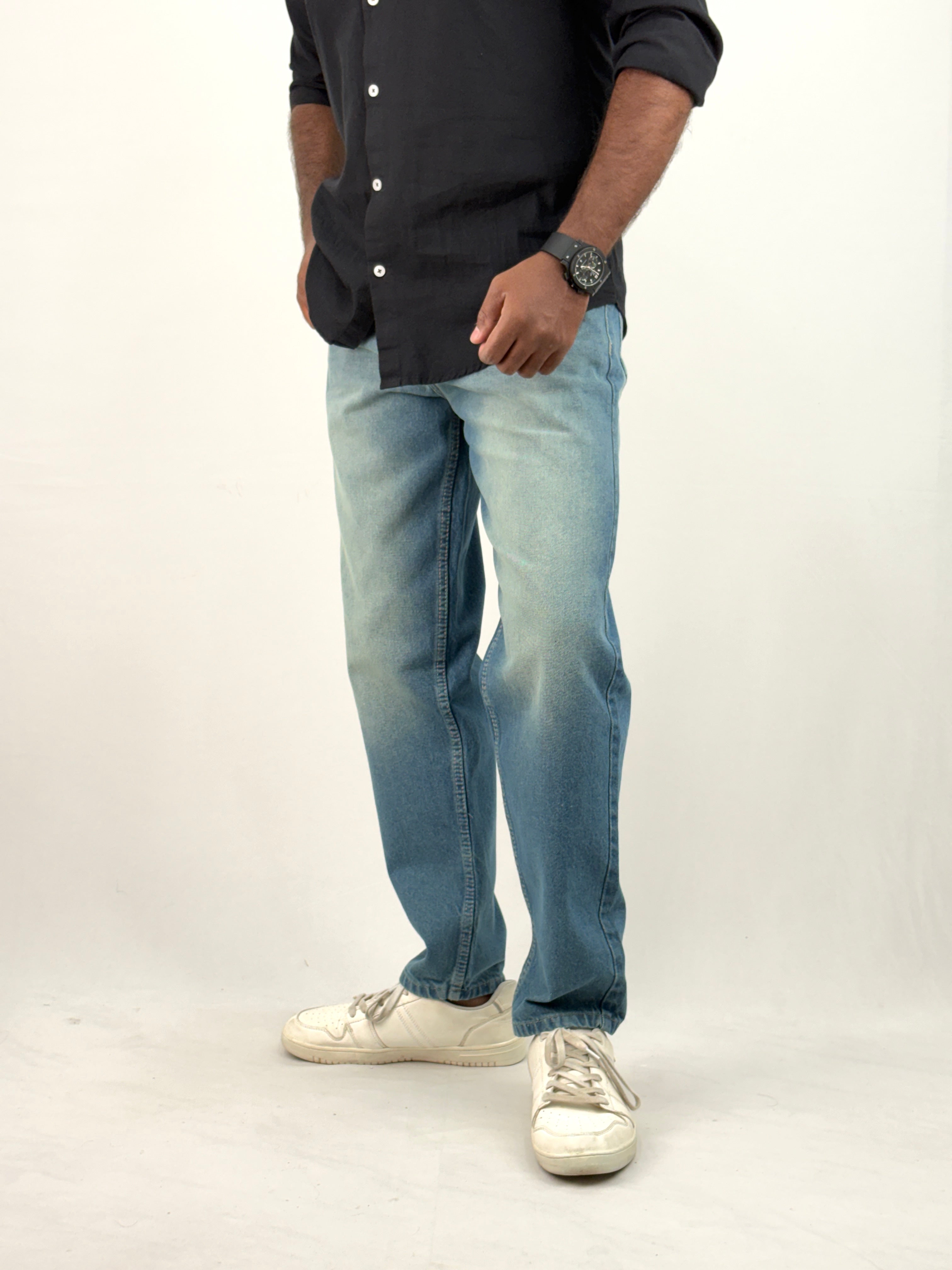 Dusty Blue Semi Baggy Jean