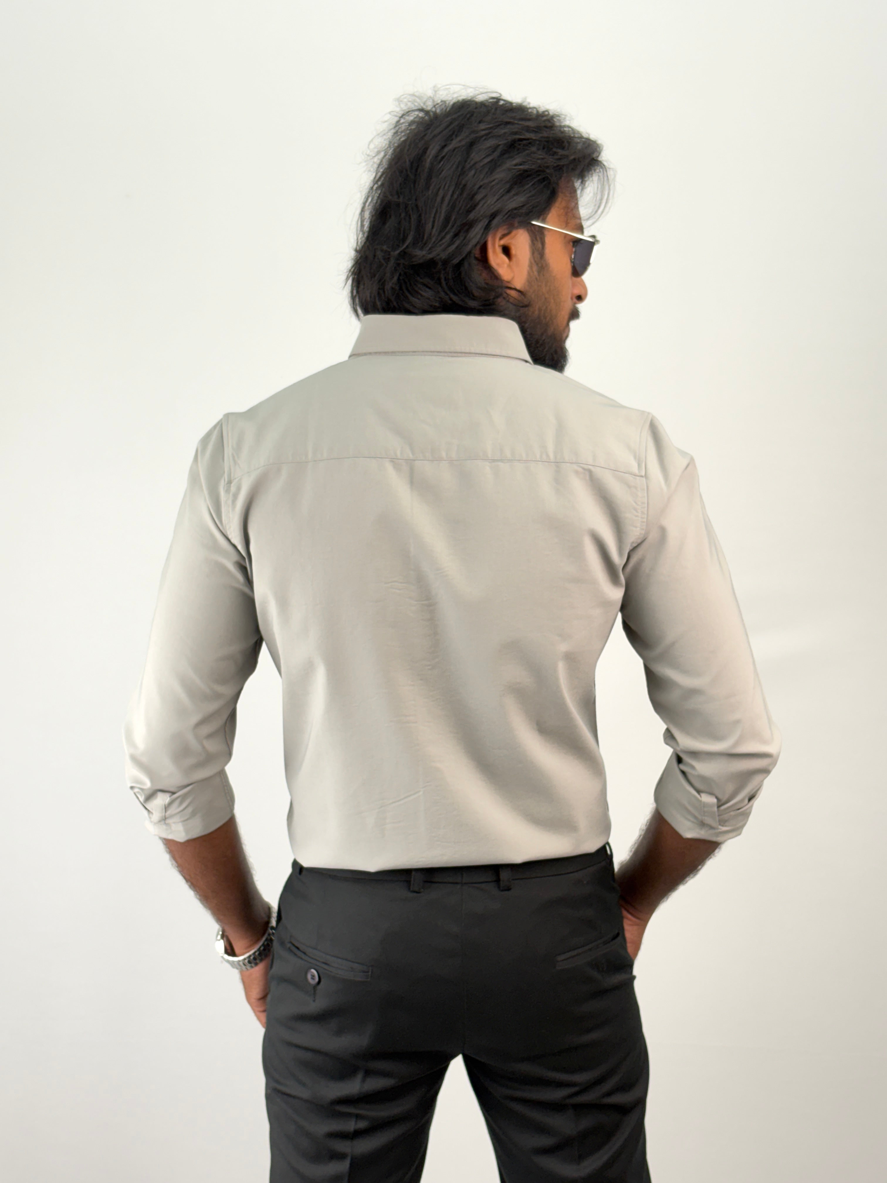 Grey Plain Oxford Shirt 3