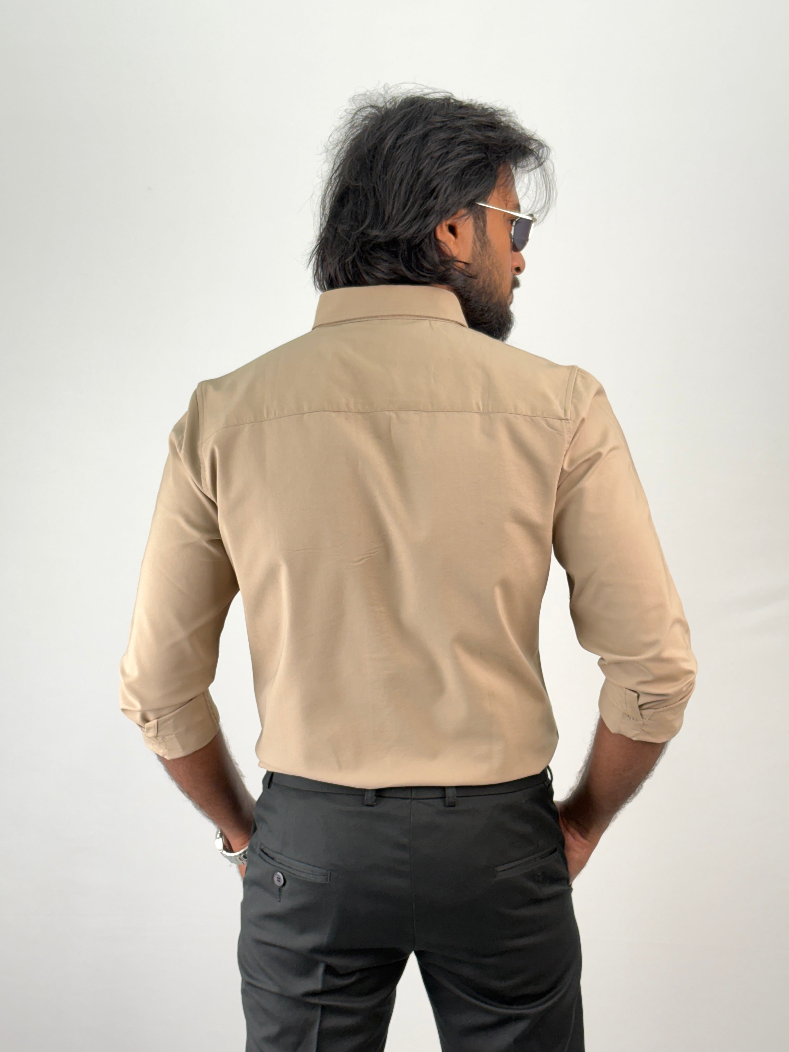 Khaki Plain Oxford Shirt 3