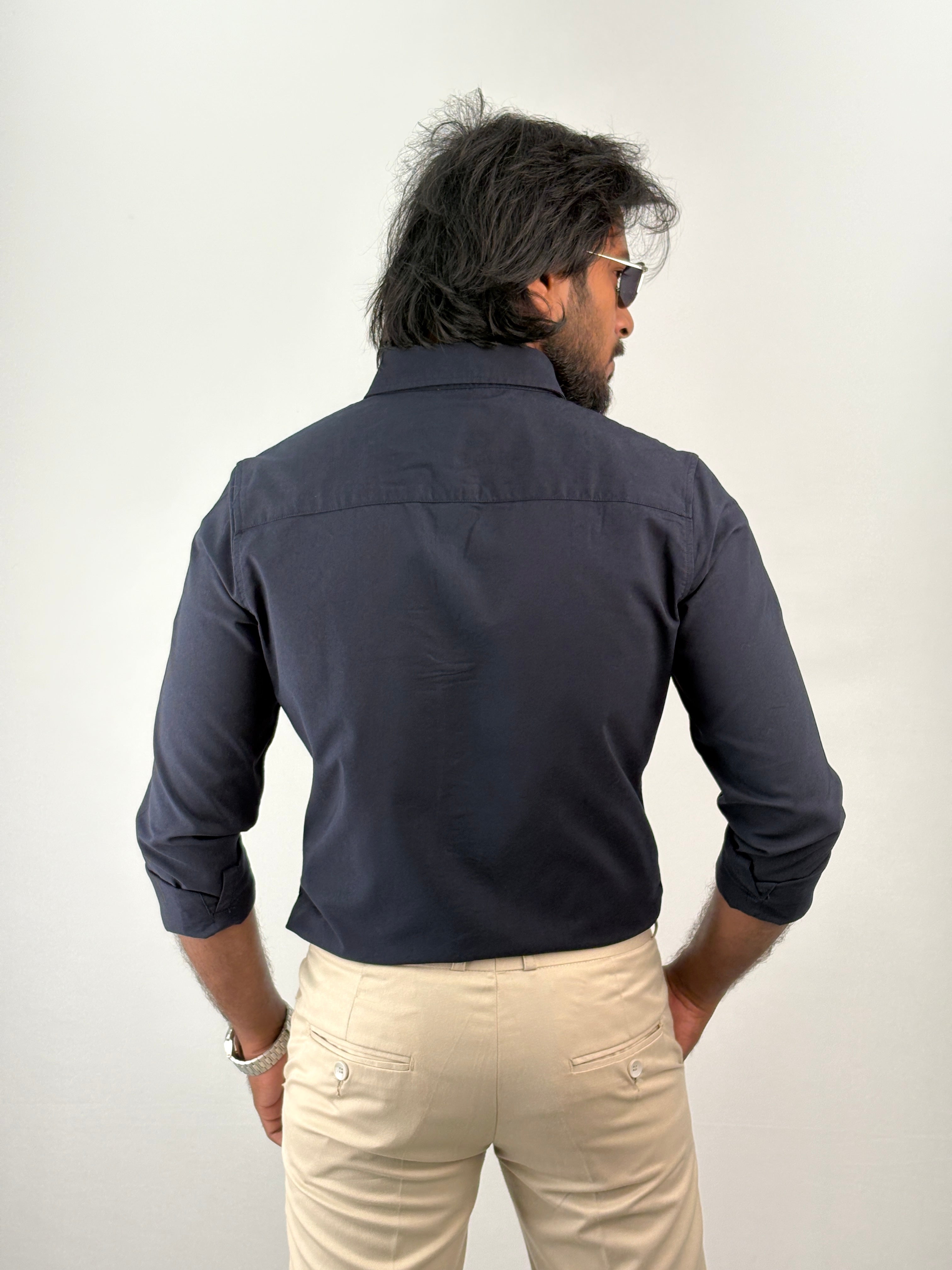 Navy Plain Oxford Shirt 3