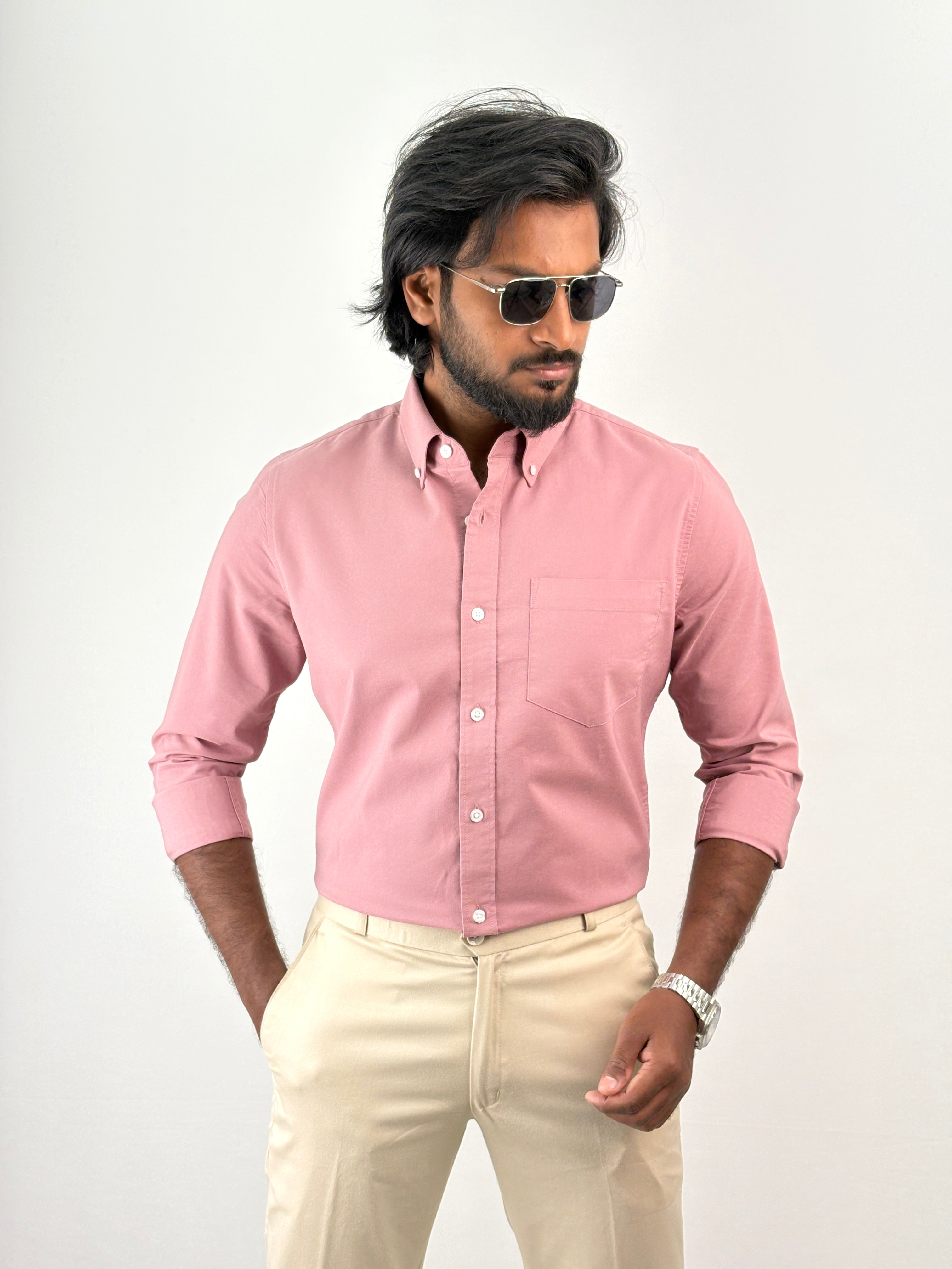 Peach Plain Oxford Shirt 3
