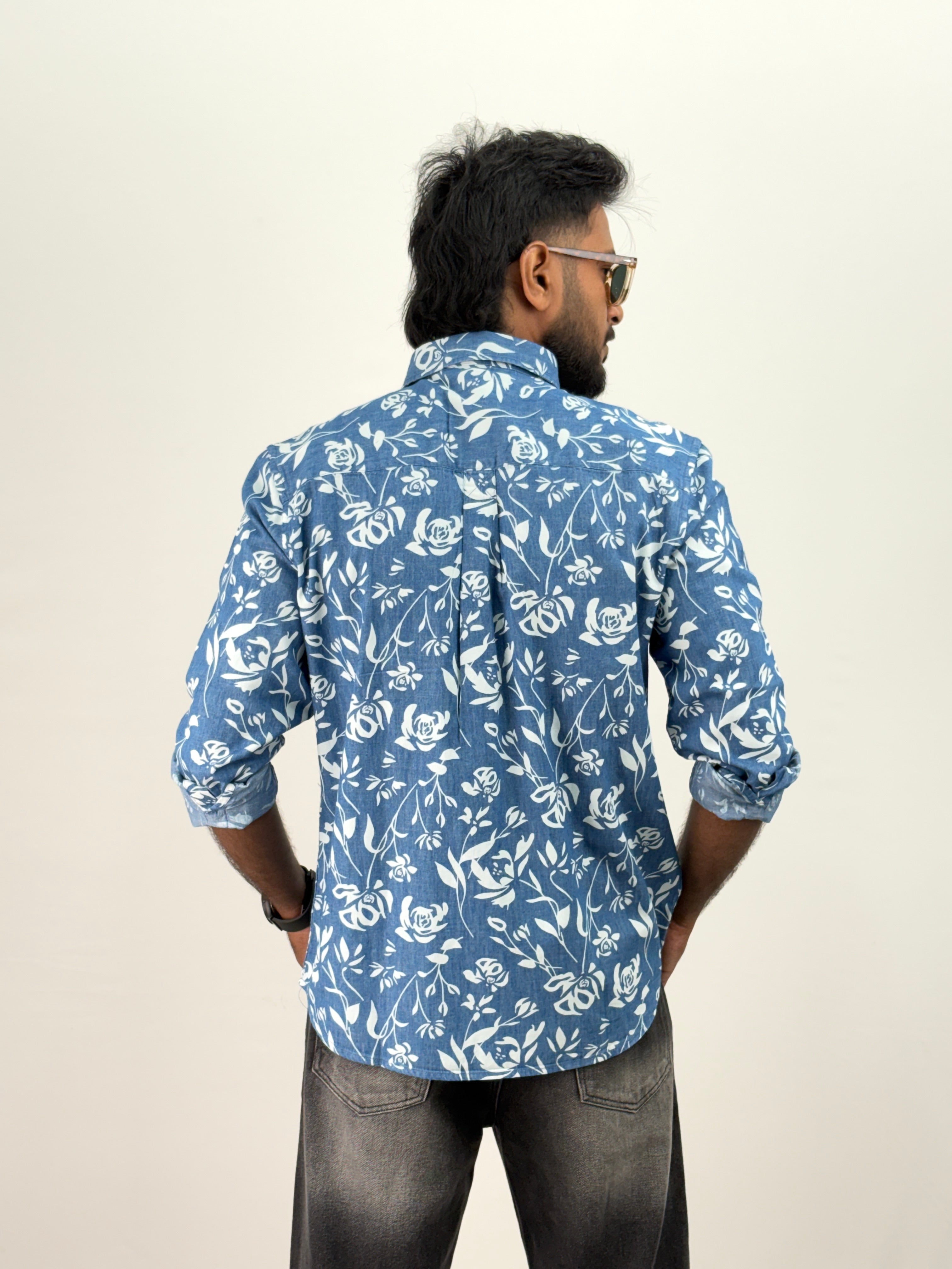 Blue 4 Denim Printed Shirt
