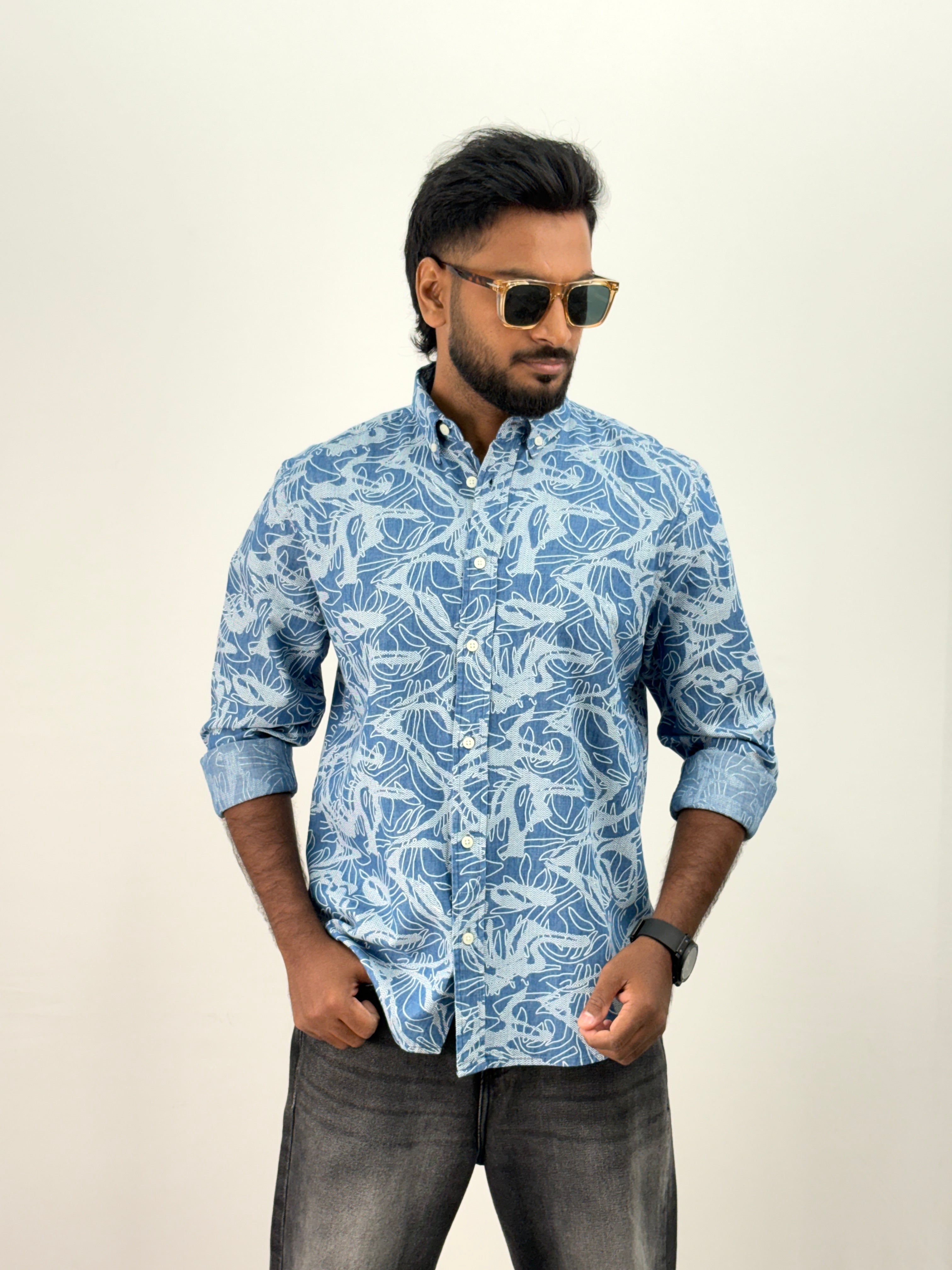 Blue 5 Denim Printed Shirt
