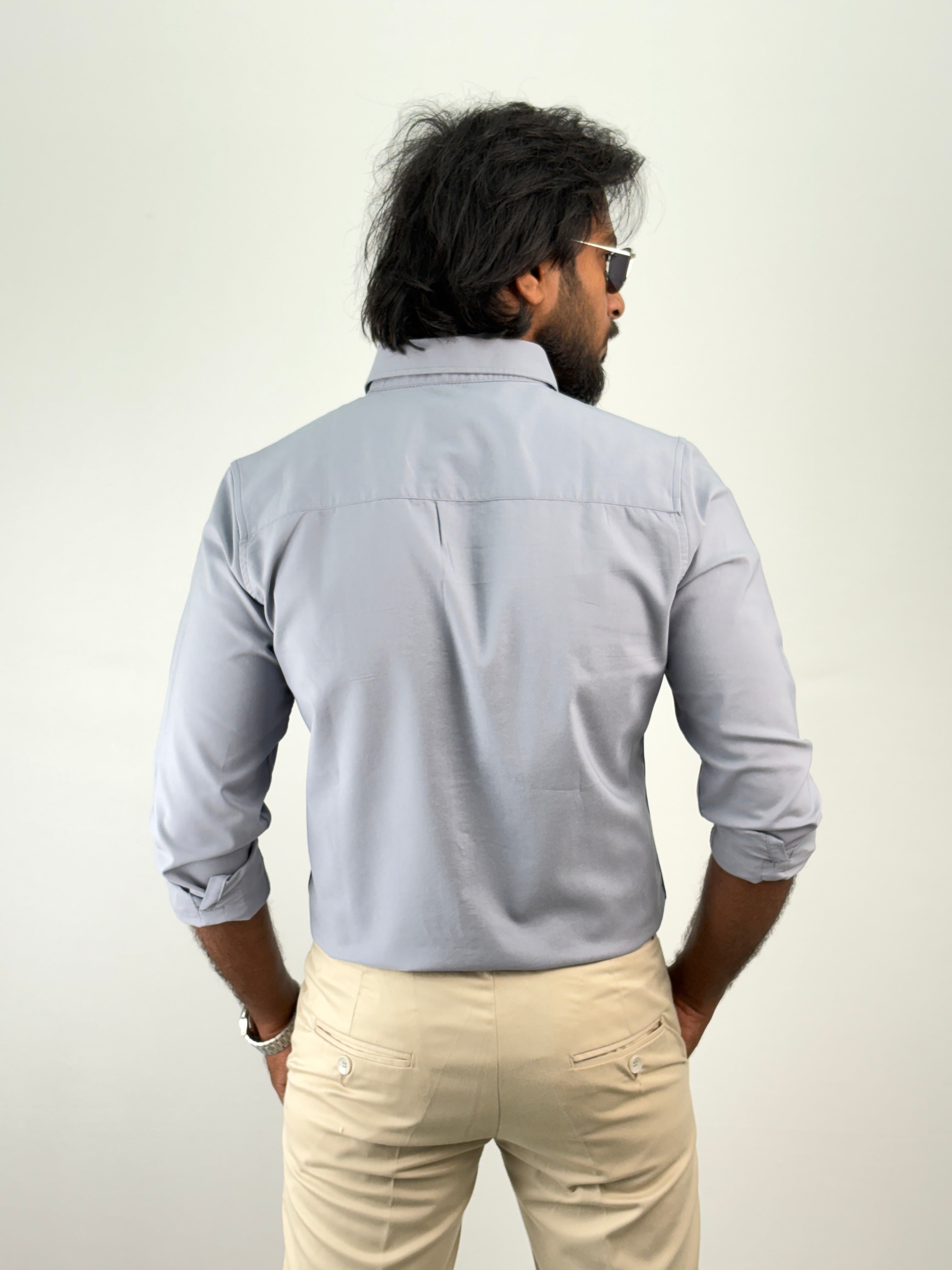 Bachelor Blue Plain Oxford Shirt 3