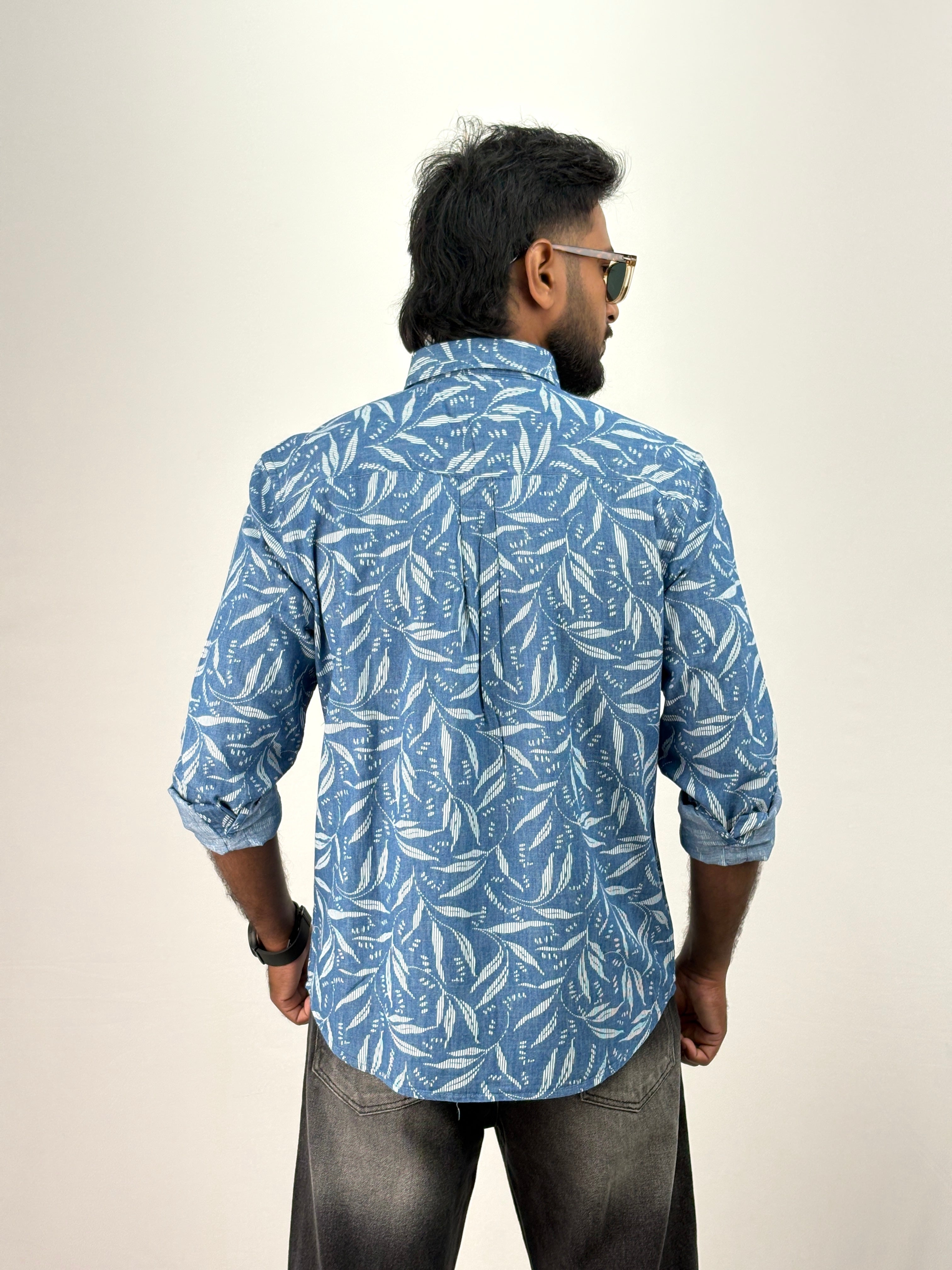 Blue 3 Denim Printed Shirt