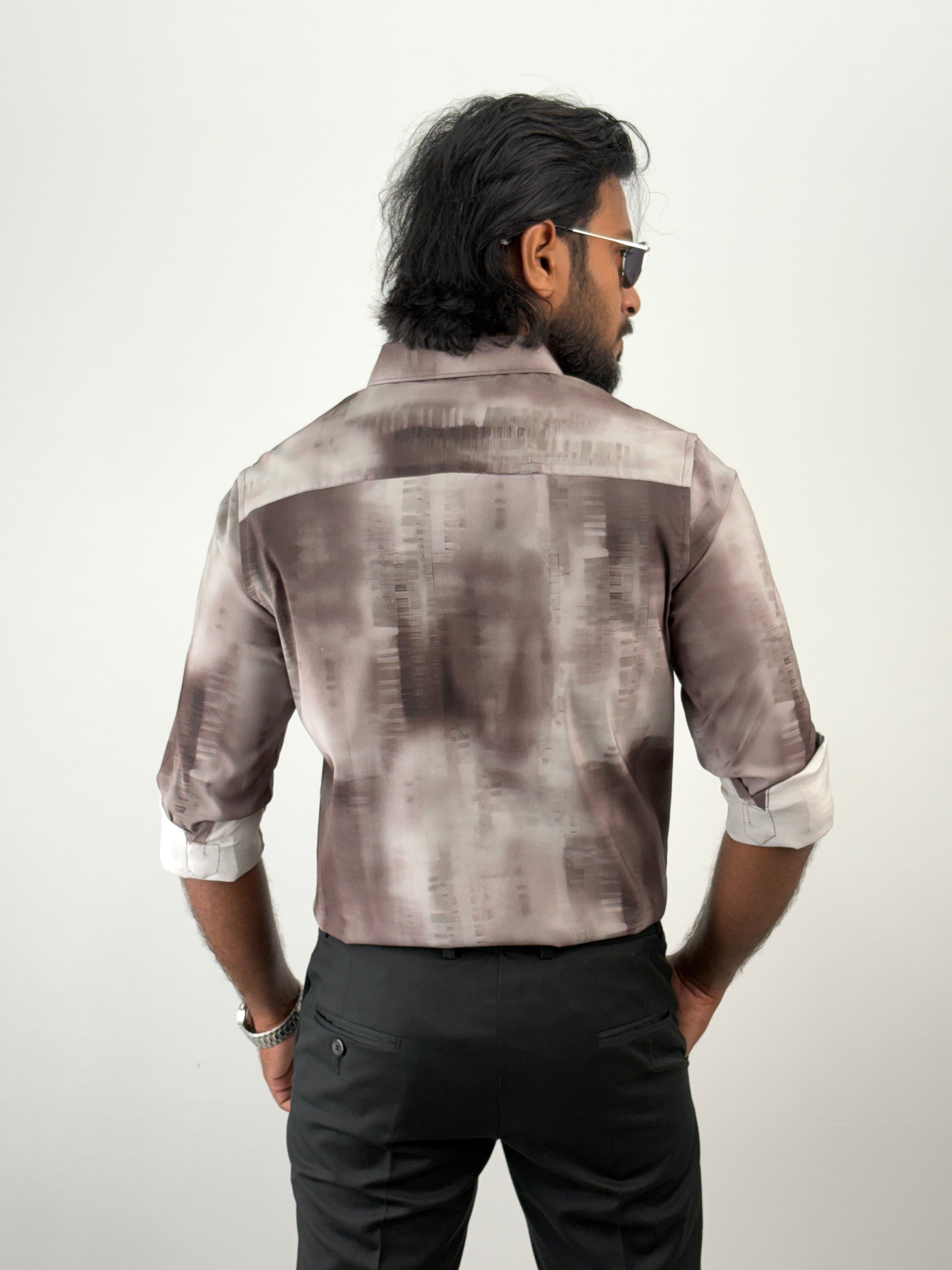 Brown Tie & Dye Printed Shirt