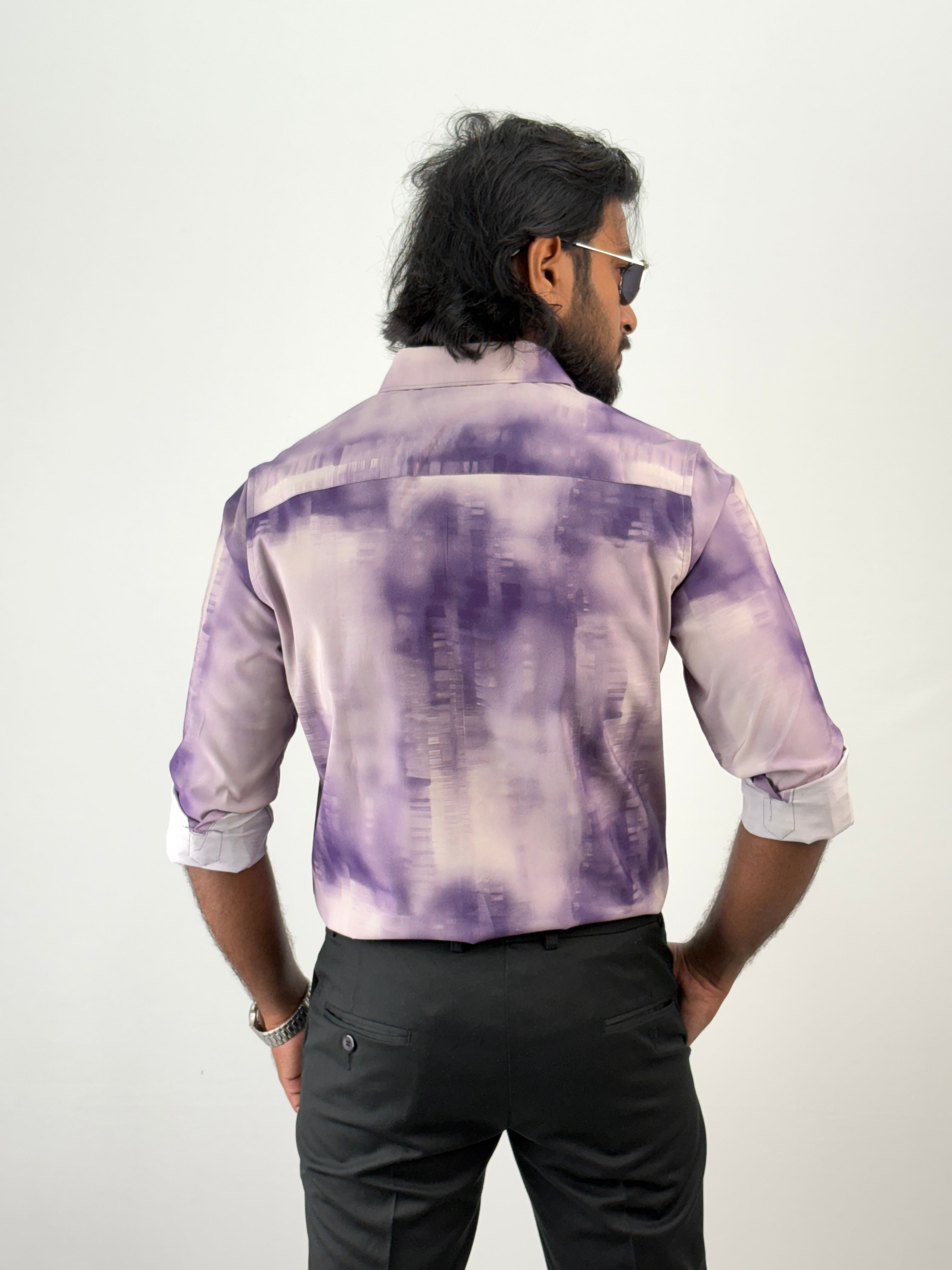 Lavender Tie & Dye Printed Shirt