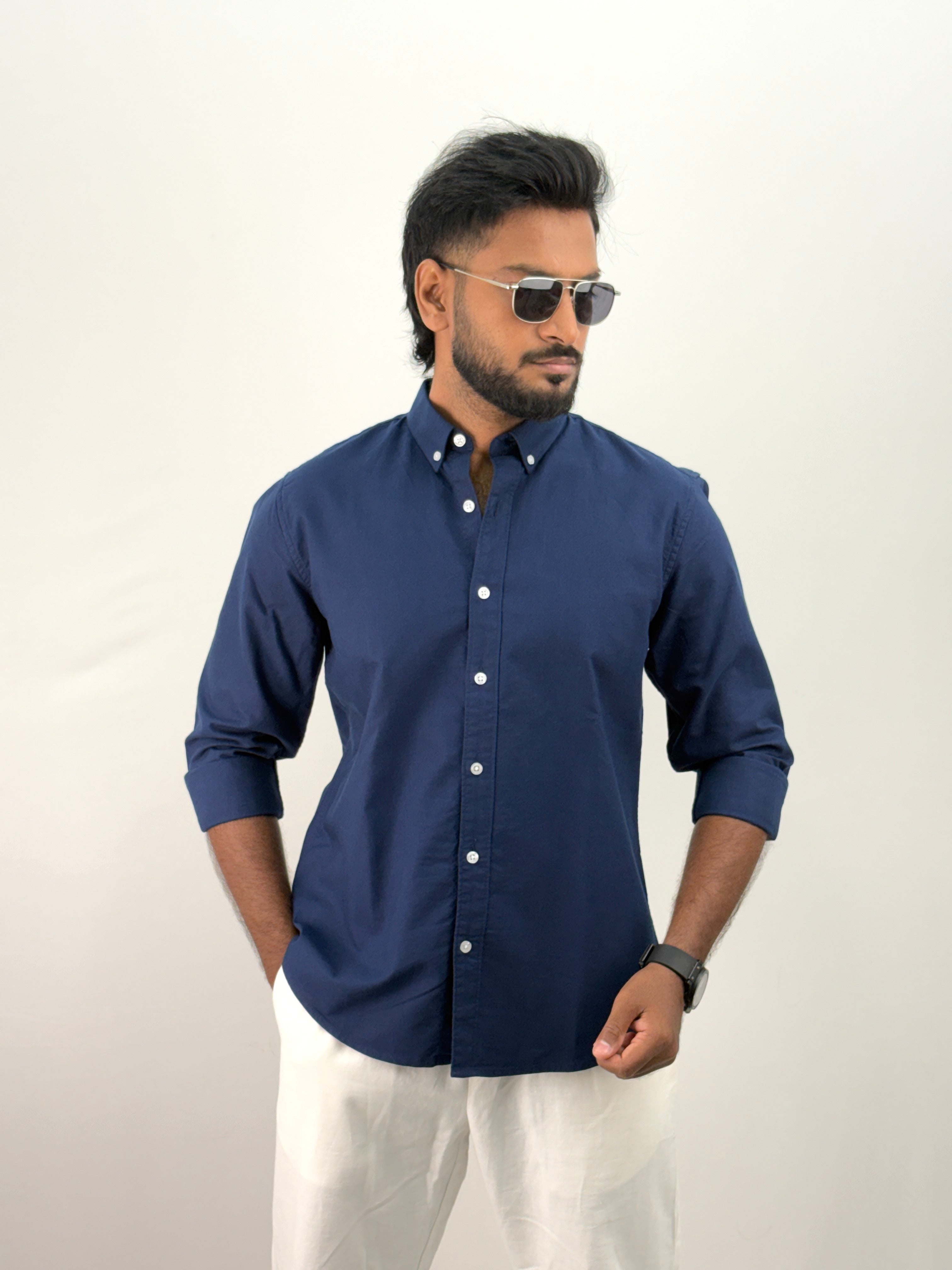 Navy Elbow Patch Shirt