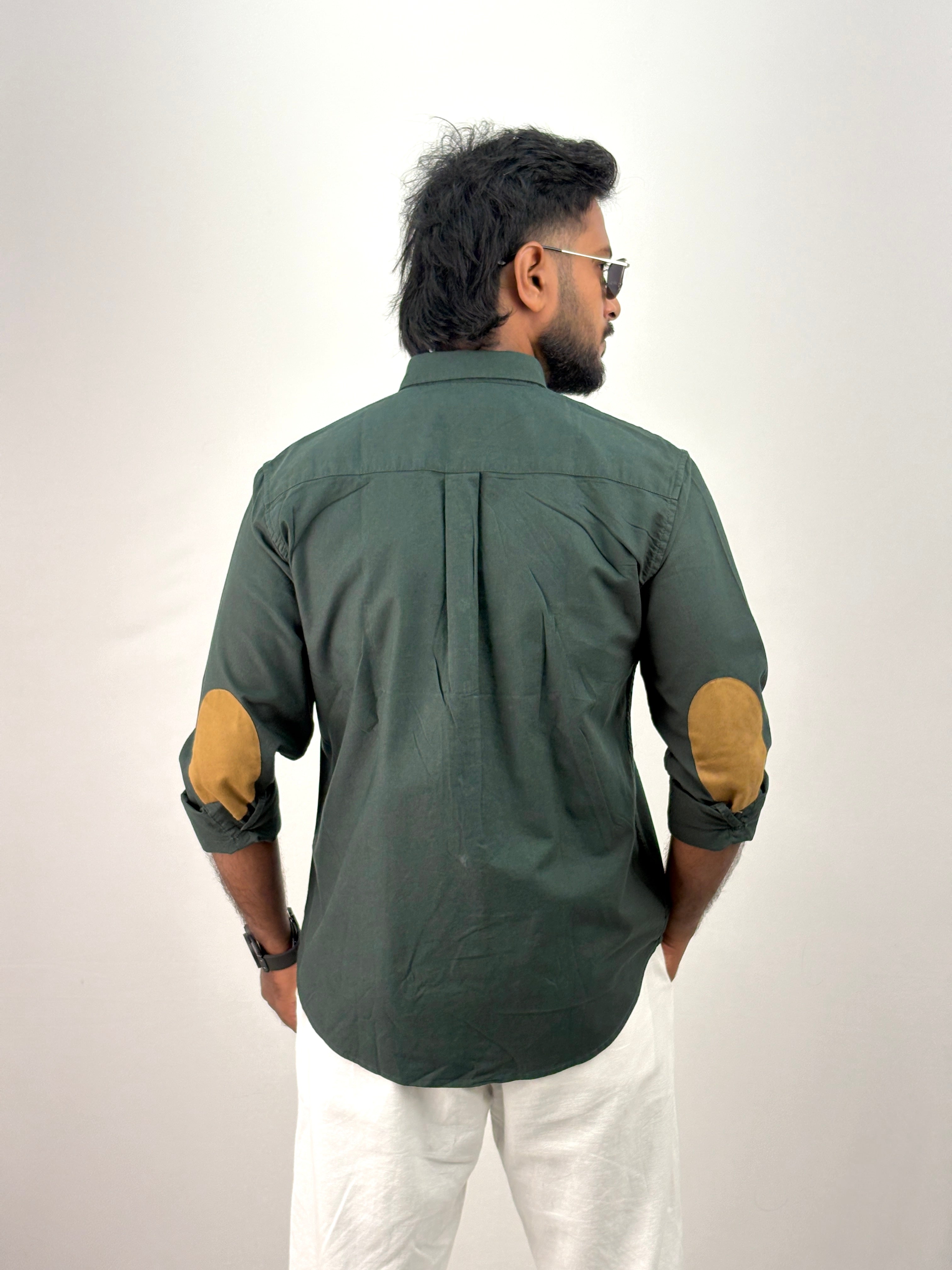 Dark Green Elbow Patch Shirt