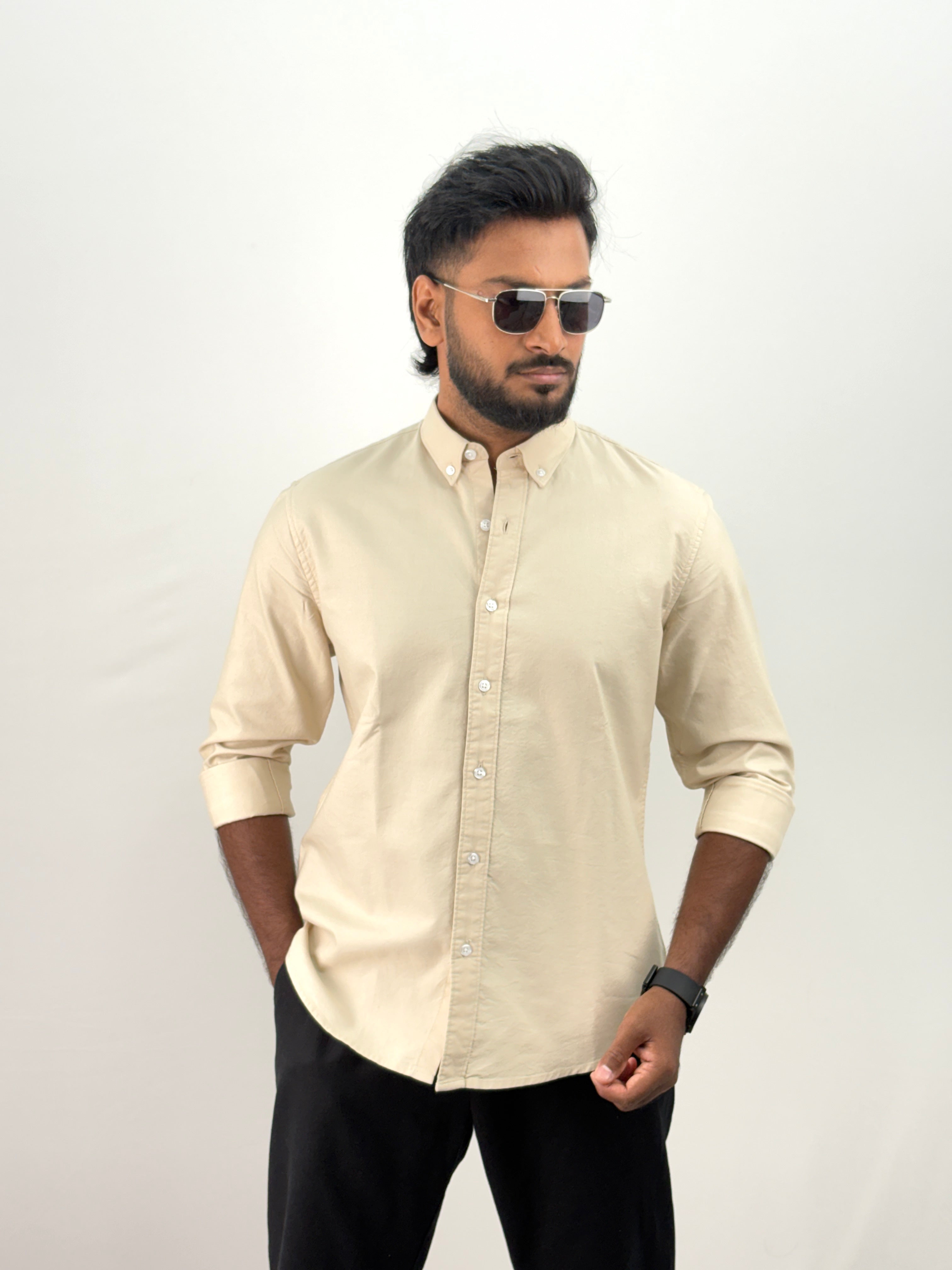 Beige Elbow Patch Shirt