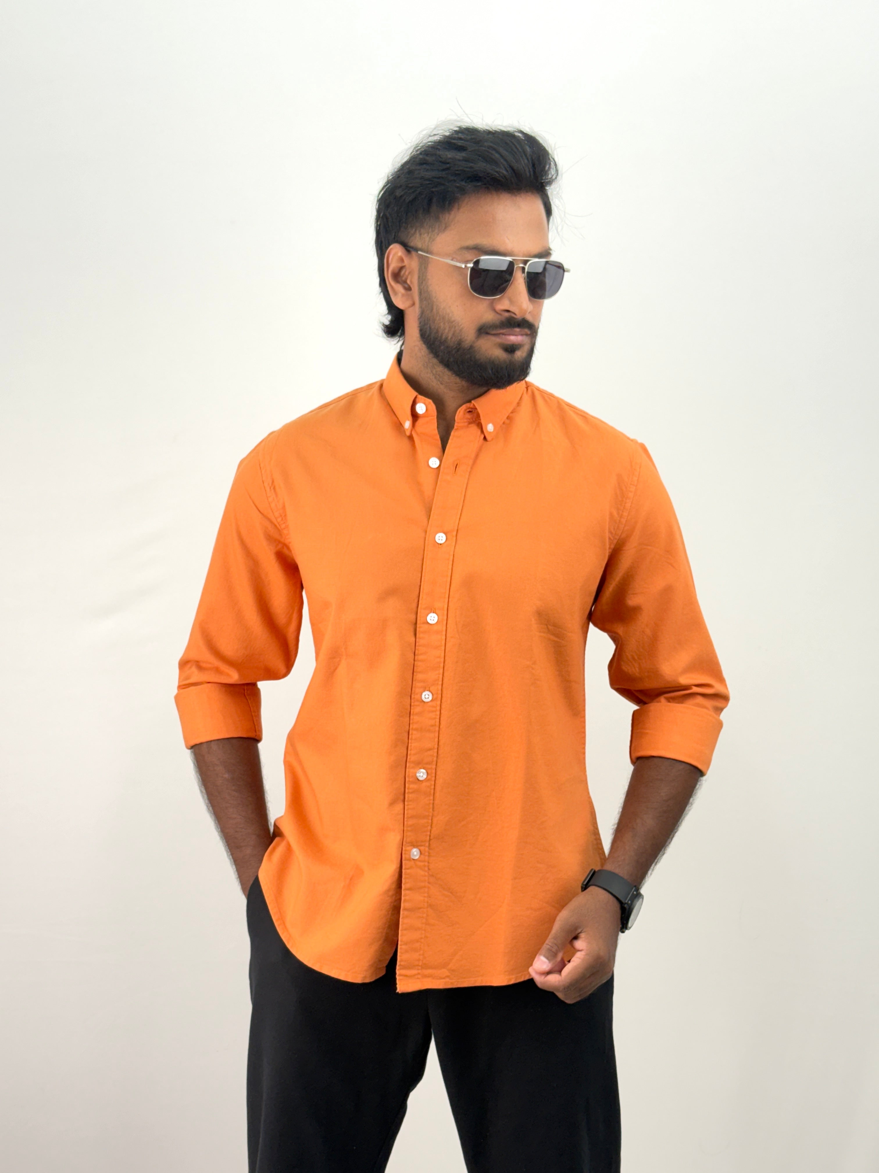 Orange Elbow Patch Shirt
