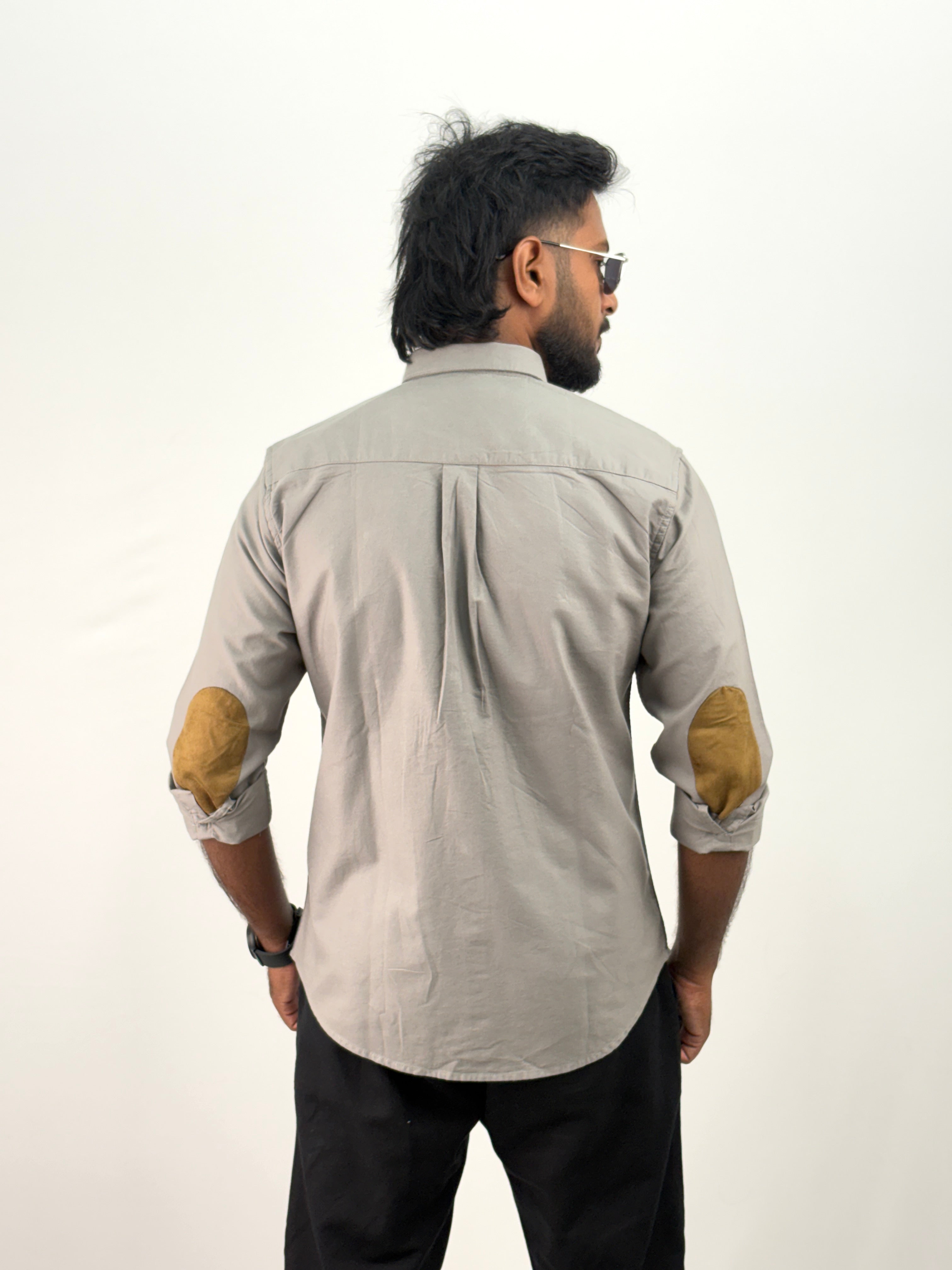 Grey Elbow Patch Shirt