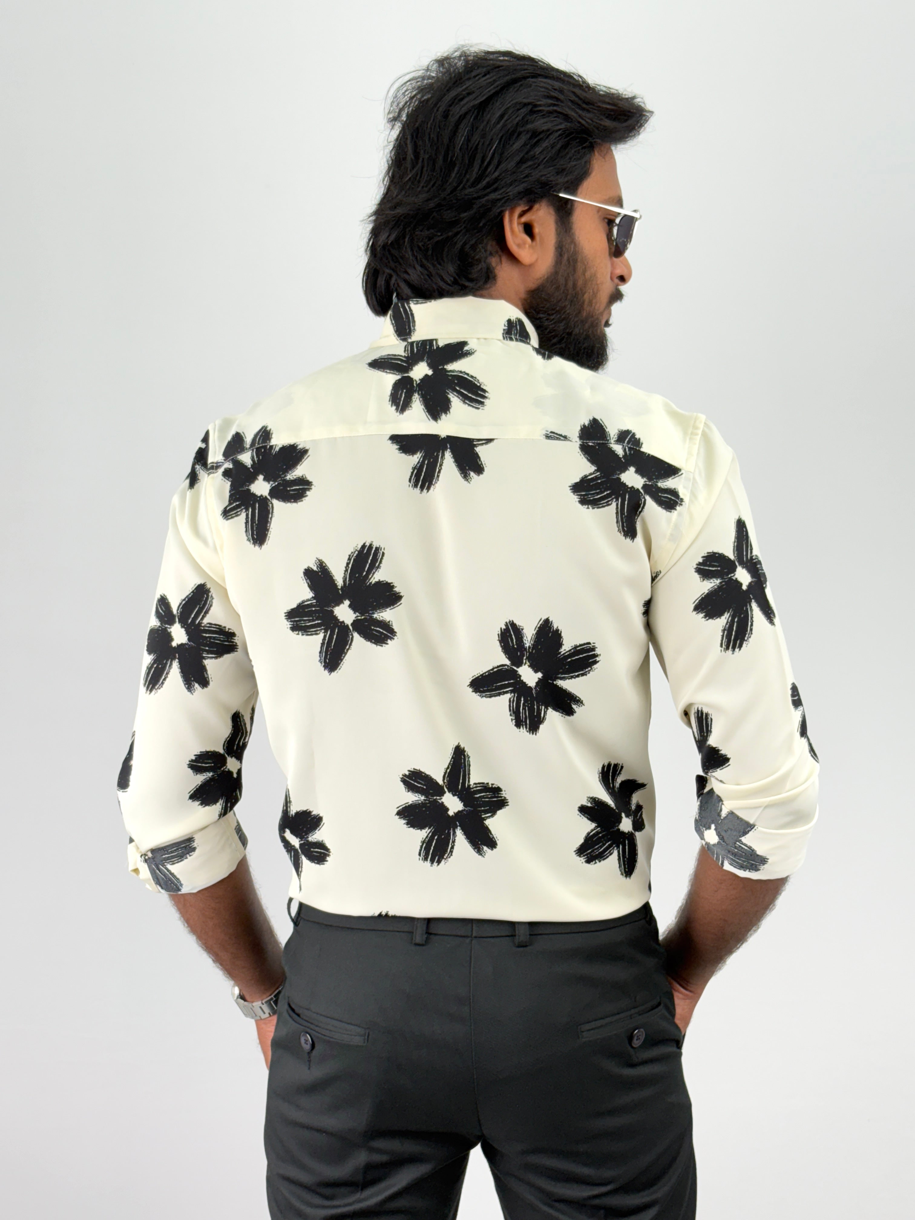 Cream Retro Printed Shirts