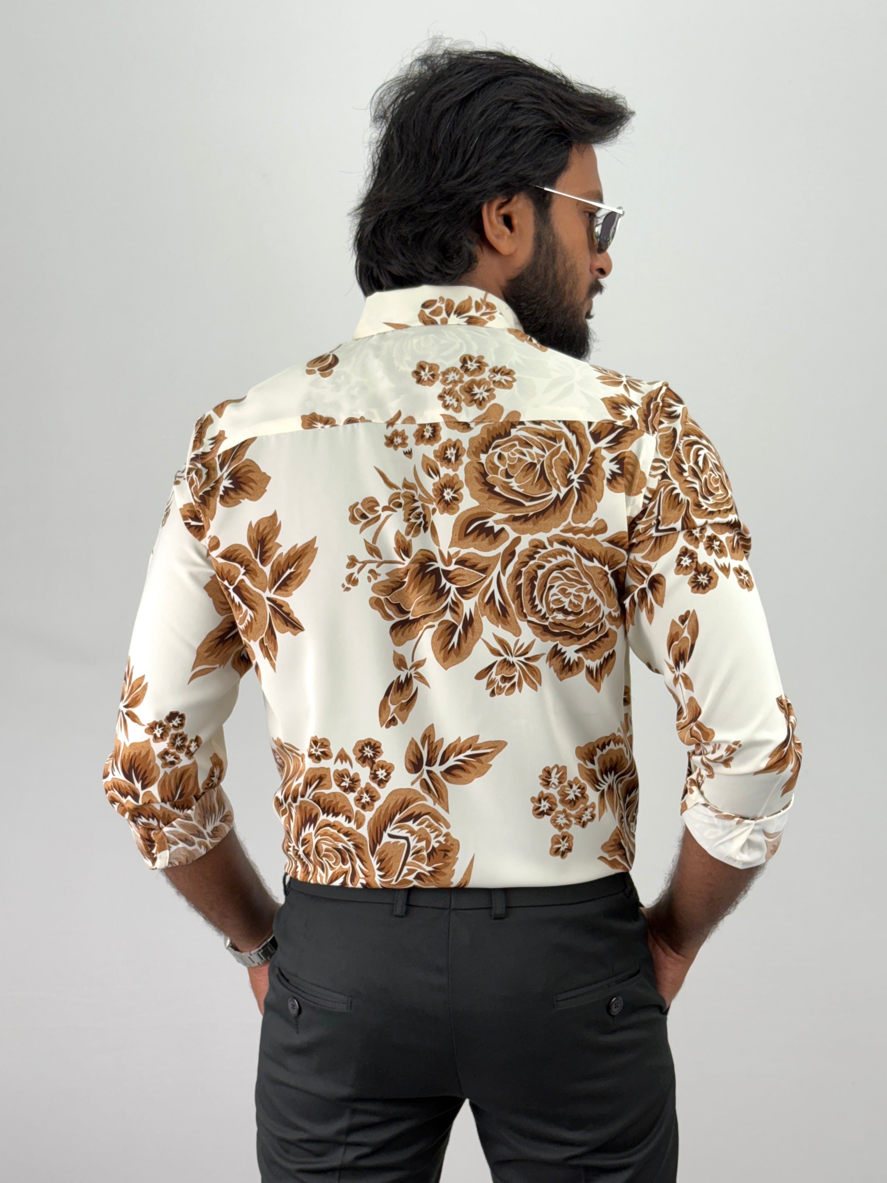 Brown Retro Printed Shirts