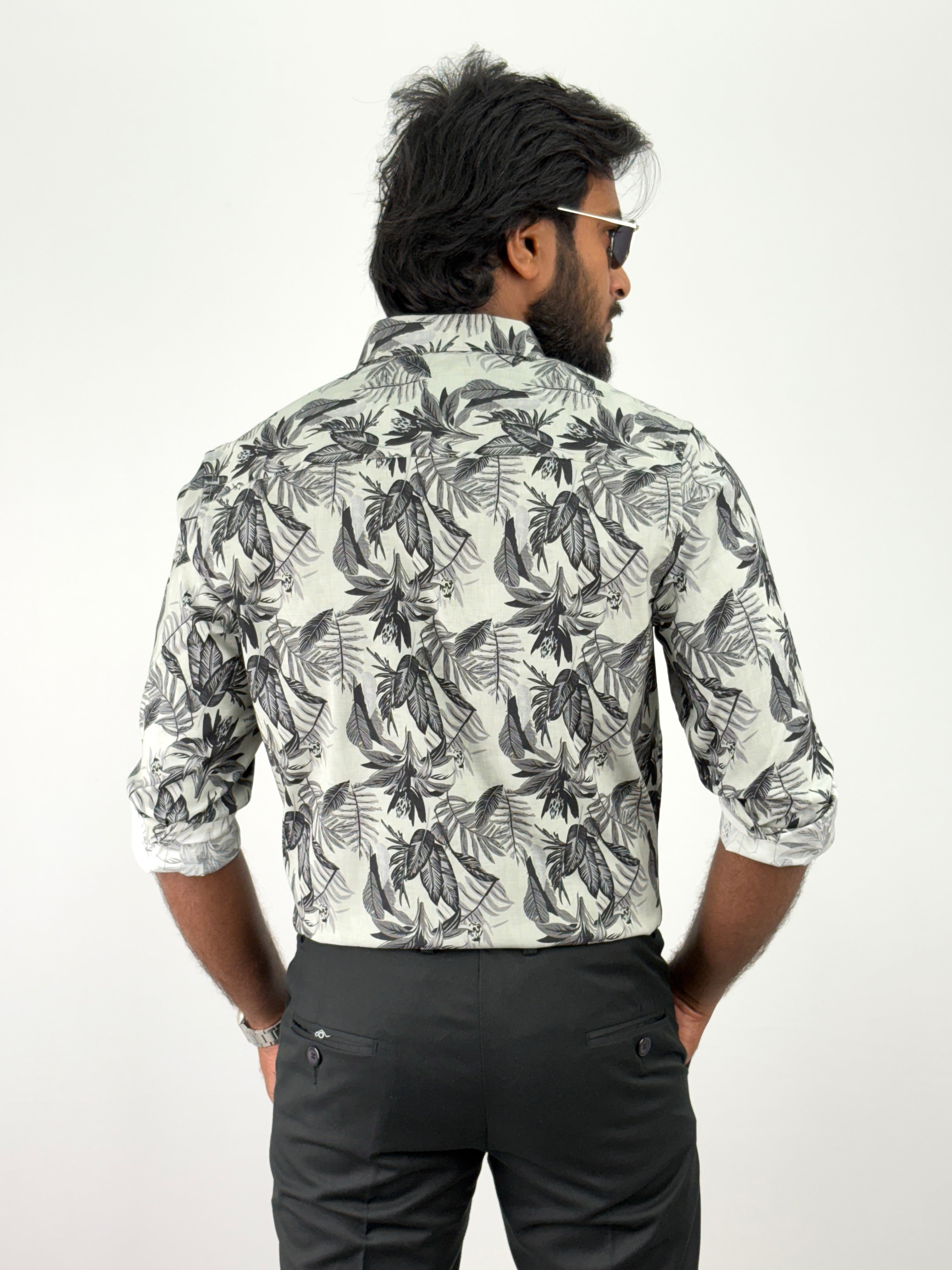Grey Retro Printed Shirts