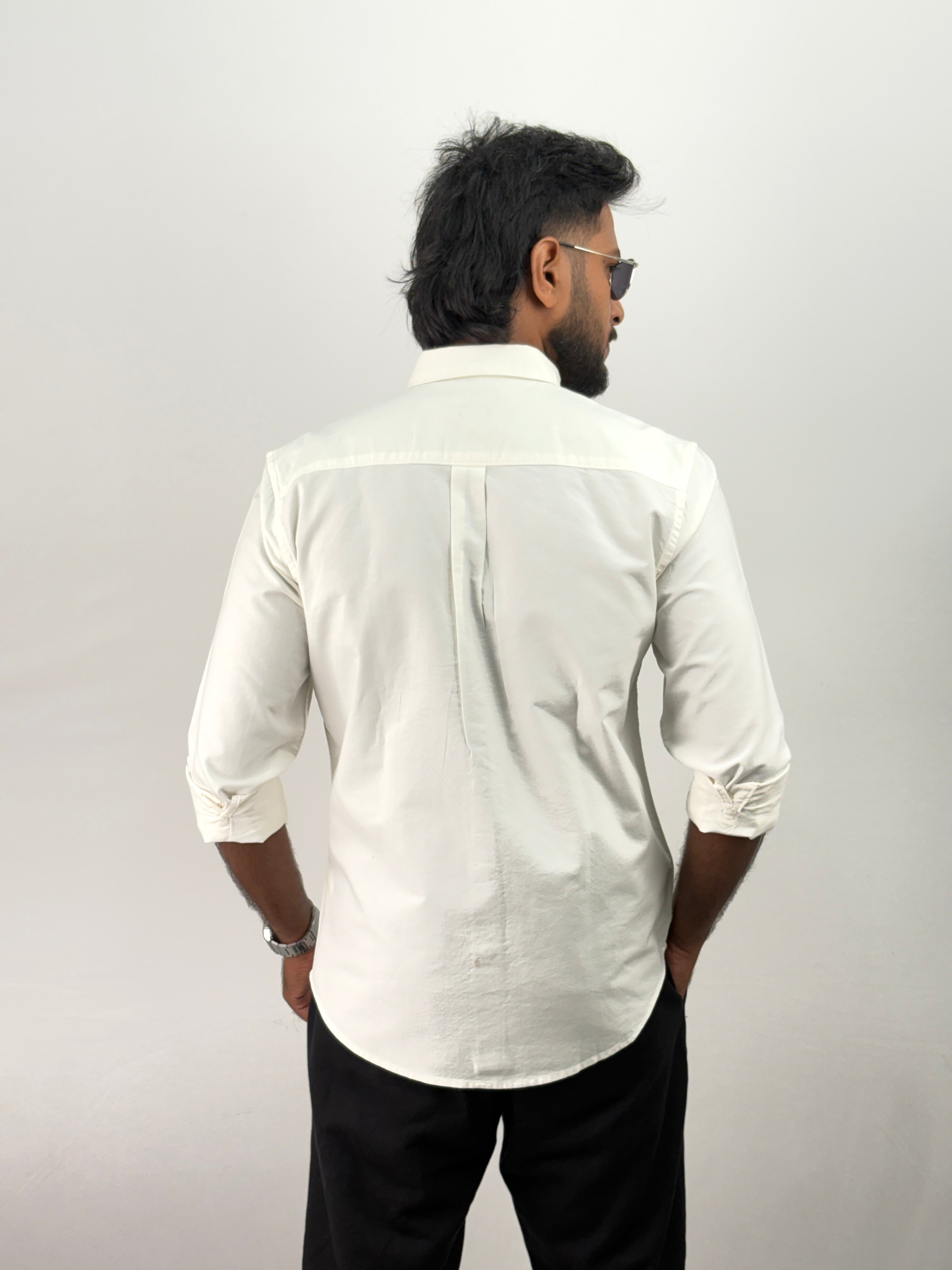 Cream Plain Oxford Shirt